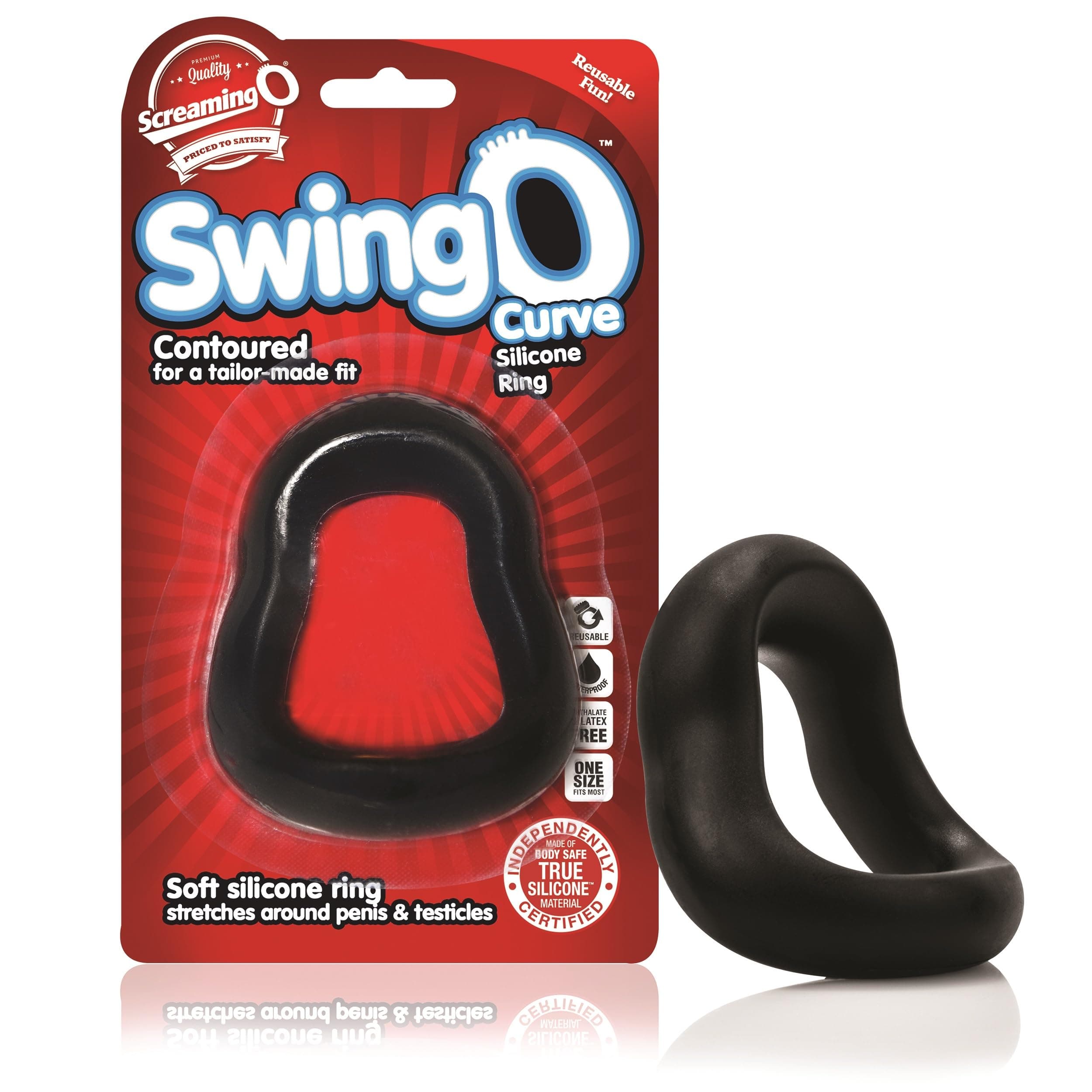 SwingO Curve Cock Ring - Penis Ring - Couple Sex Toys - Dick Rings for Mutual Pleasure - Cockring - Black