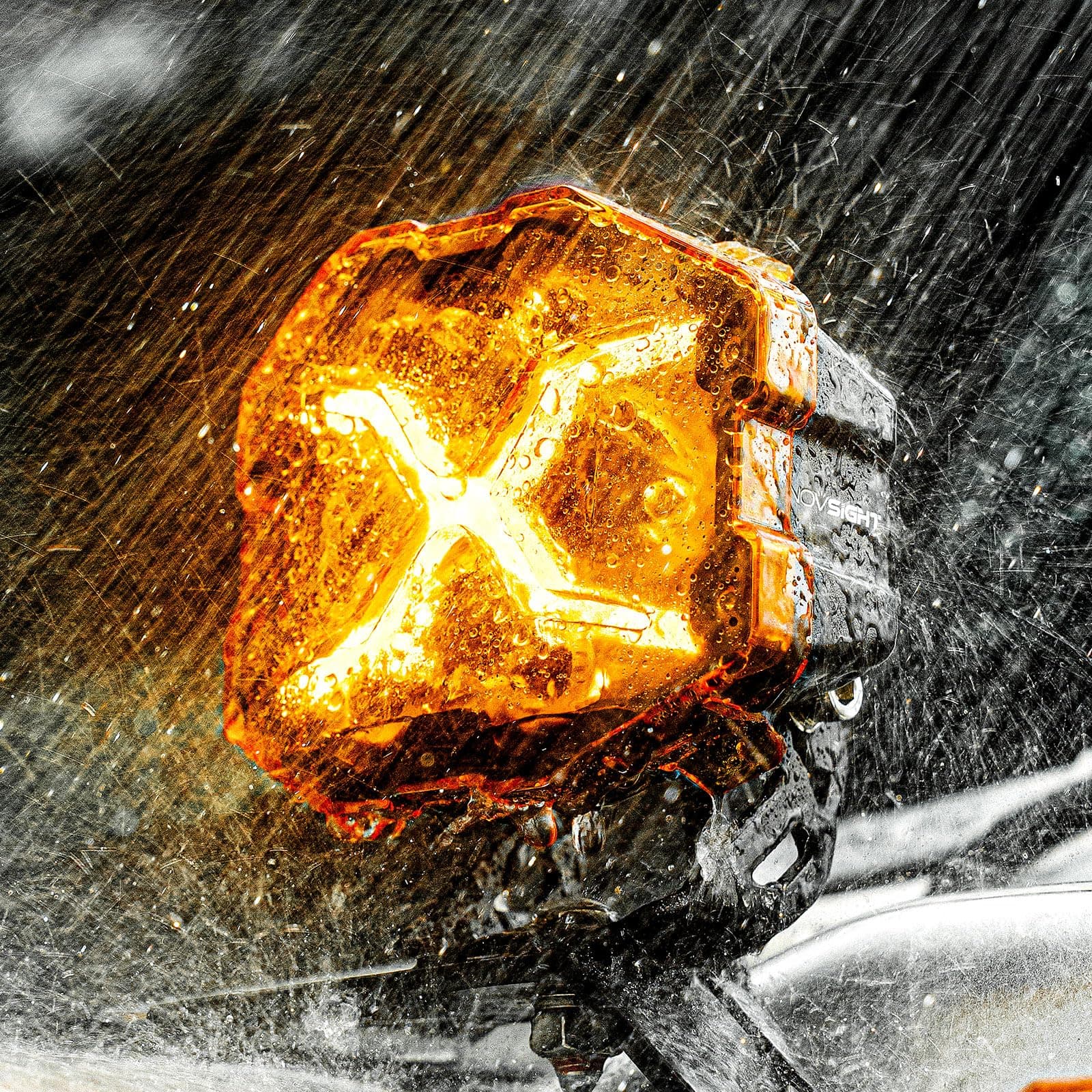 NOVSIGHT X Series 4 Inch LED Offroad Driving Light with Yellow DRL, Super Bright LED Pod Lights with Amber Pod Light Cover, LED Cube Lights for Trucks Jeep Ford UTV ATV, 2 Years Warranty, Pack of 2