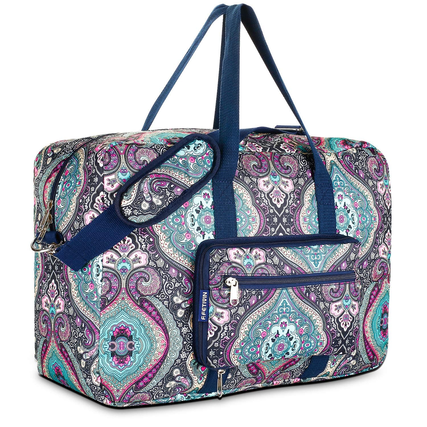 F.FETIVIN Weekender Bag Carry On Bag Travel Duffle Bag Medium Overnight Bag for Women, Green Floral, One Size
