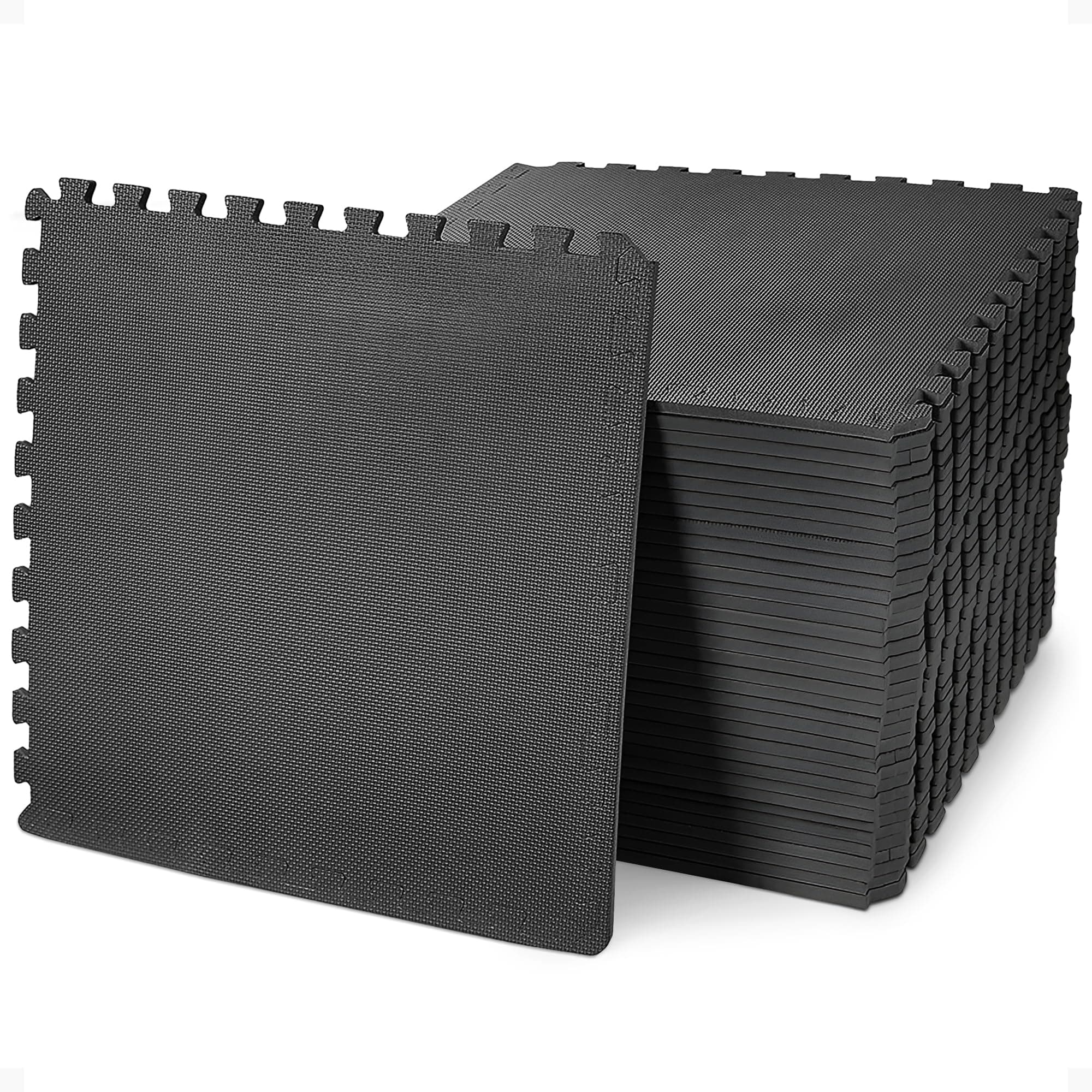 BalanceFrom 24x24 Inch EVA Interlocking Foam Exercise Tile Mat – Non-Slip Puzzle Flooring for Home Gym, Fitness Studio, or Playroom with Multiple Thickness, Coverage Sizes and Color Options