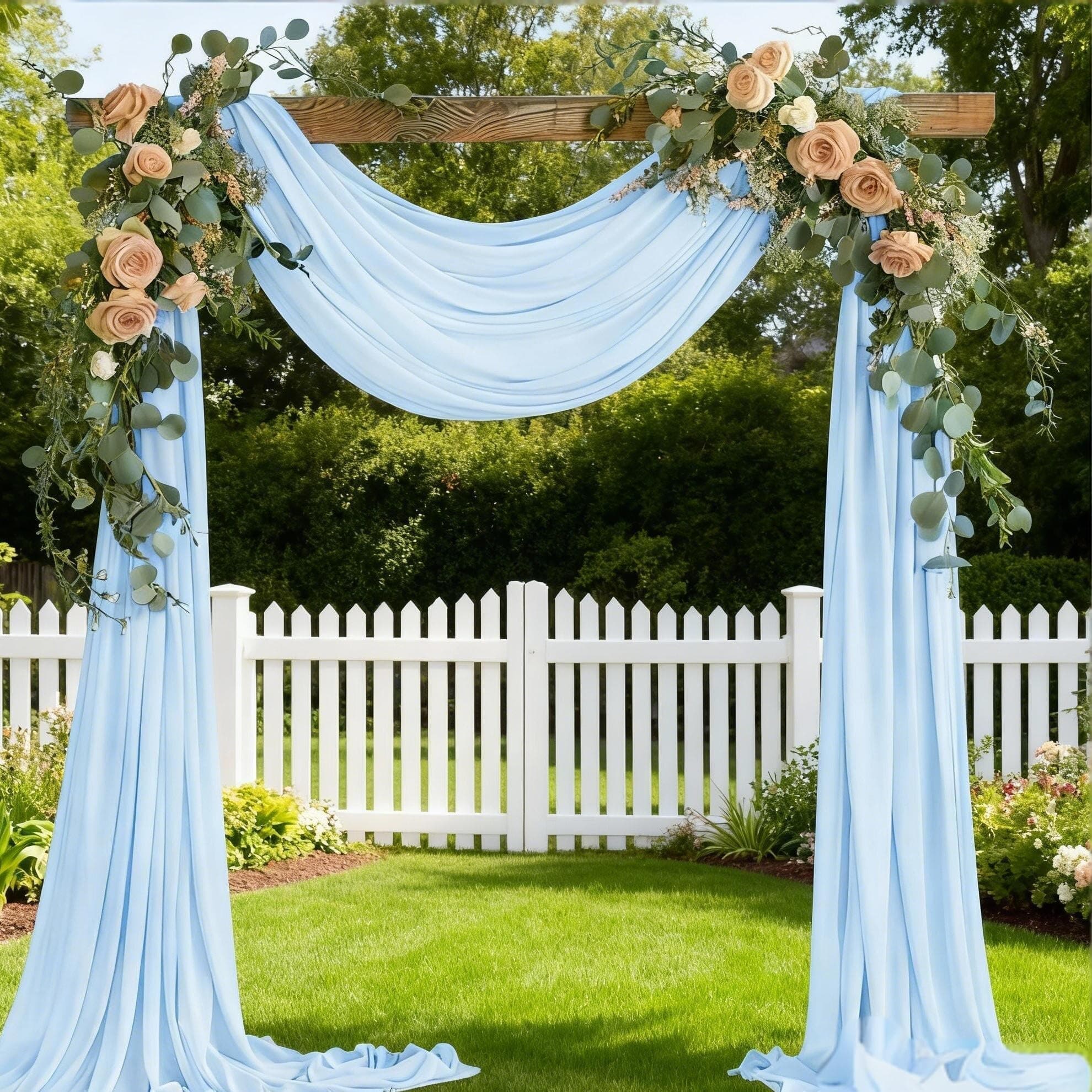 Loopiske Sky Blue Wedding Arch Draping Fabric Glitter 1 Panel 29" × 240"