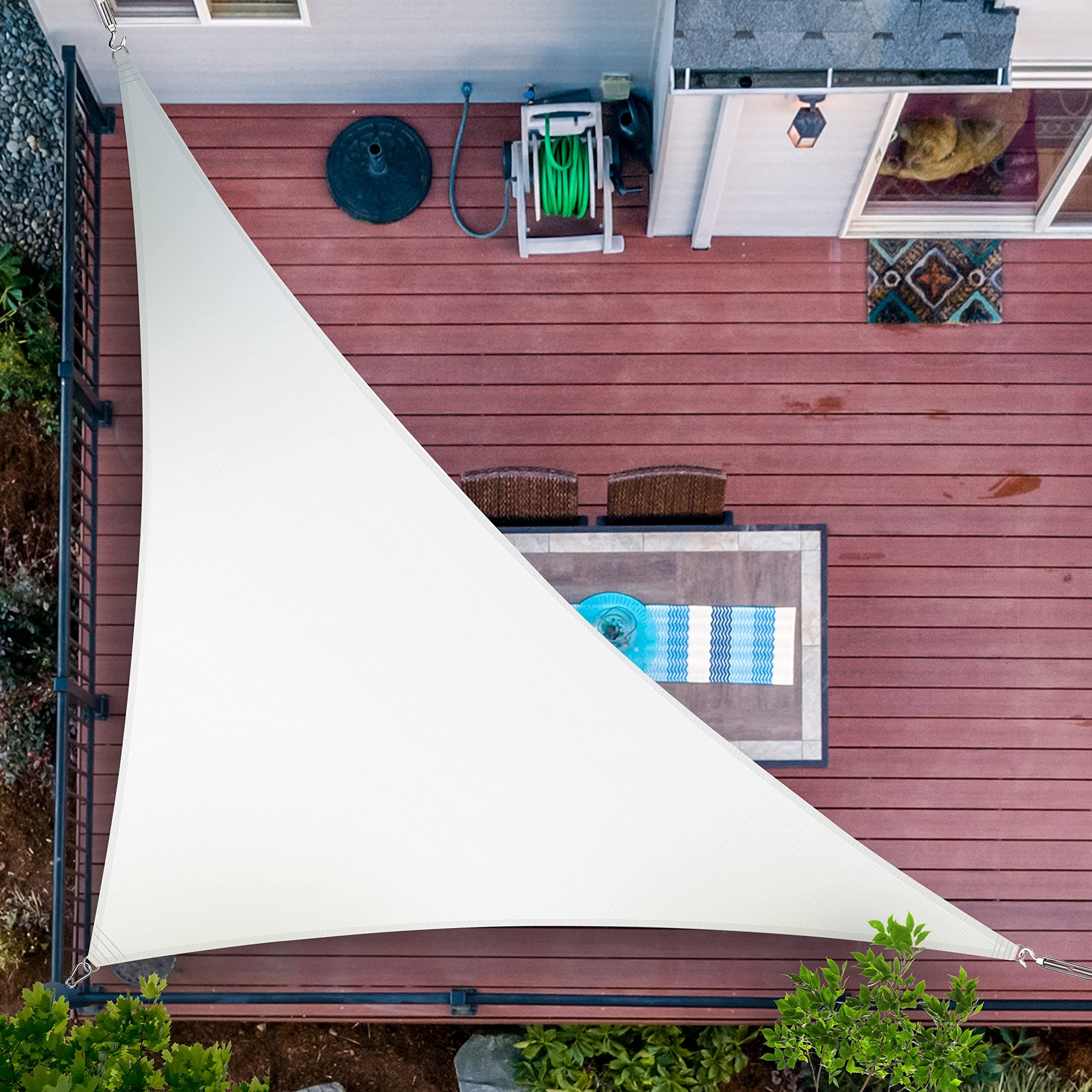 ShadeMart 7' x 7' x 9.9' White Sun Shade Sail Right Triangle smTAPRT20 Canopy Fabric Cloth Screen, Water Air Permeable & UV Block, Heavy Duty, Carport Patio Outdoor - (We Customize Size)