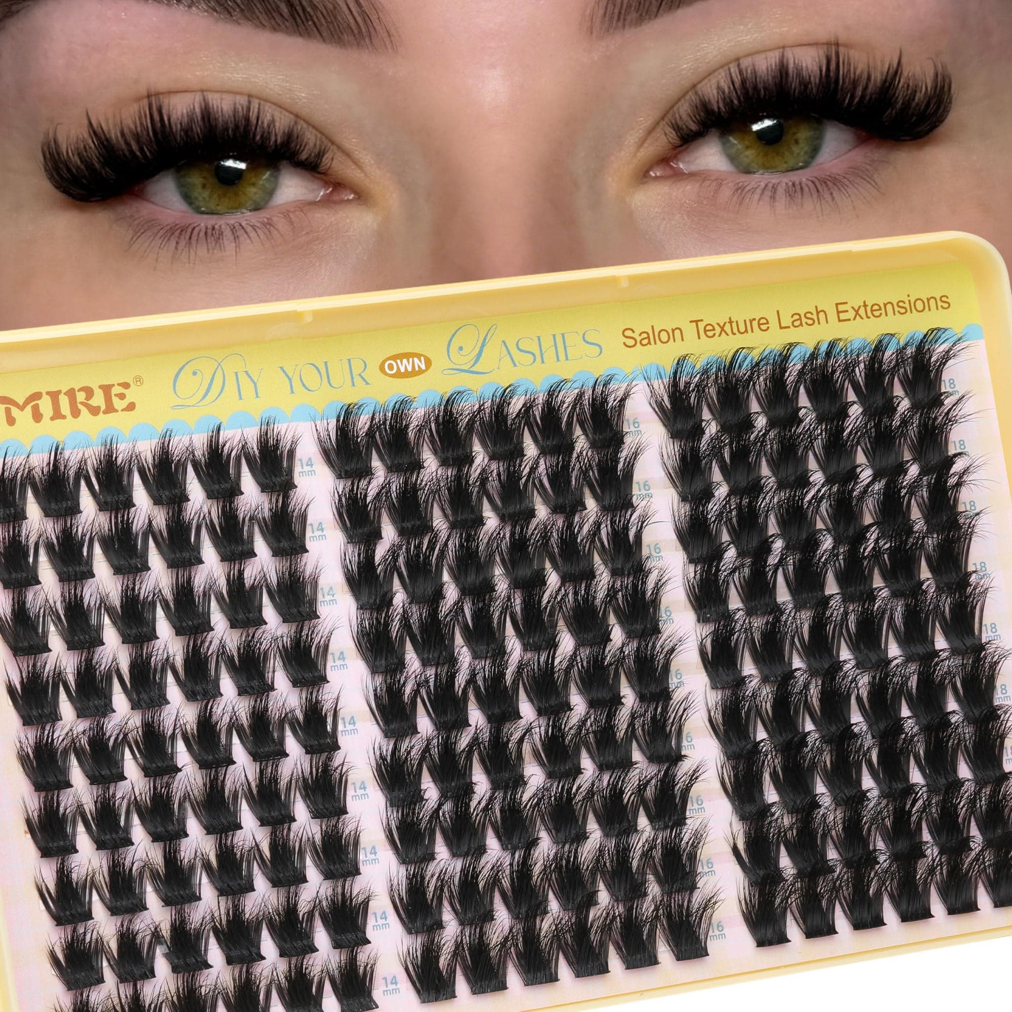 JIMIRE Manga Lash Clusters Wispy Volume Cluster Eyelash Extensions with Lash Spikes 14-18MM Fluffy Eyelash Clusters Easy to Apply DIY Lash Extensions at Home 162Pcs Pack