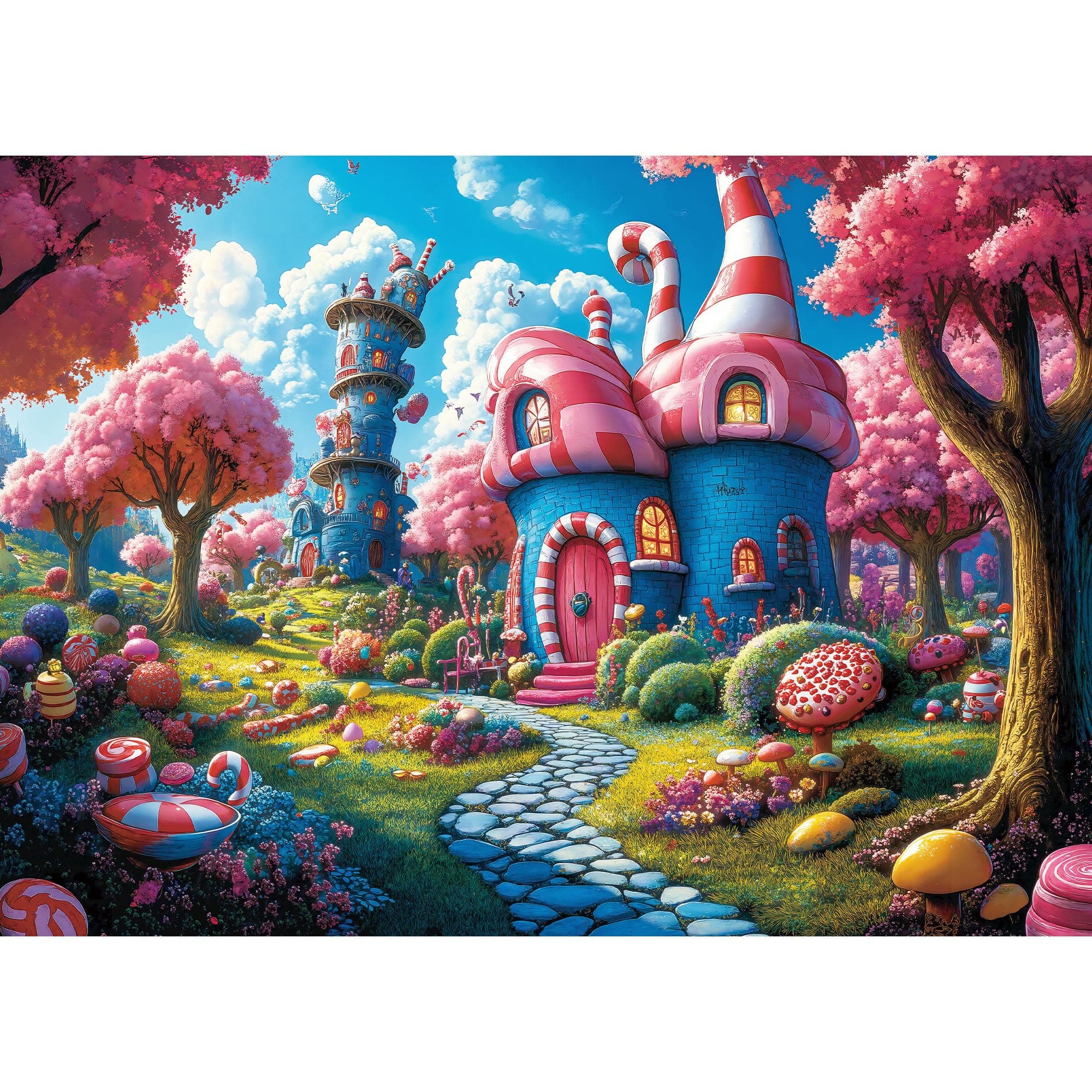 lamplig 500 Piece Puzzles for Adults, Fantasy Candy Puzzle, Cute Fairytale Town Jigsaw Puzzles 500 Pieces with Letters on Back, Present for Adults and Home Decor, 1:1 Poster, 20.5"x14.9"