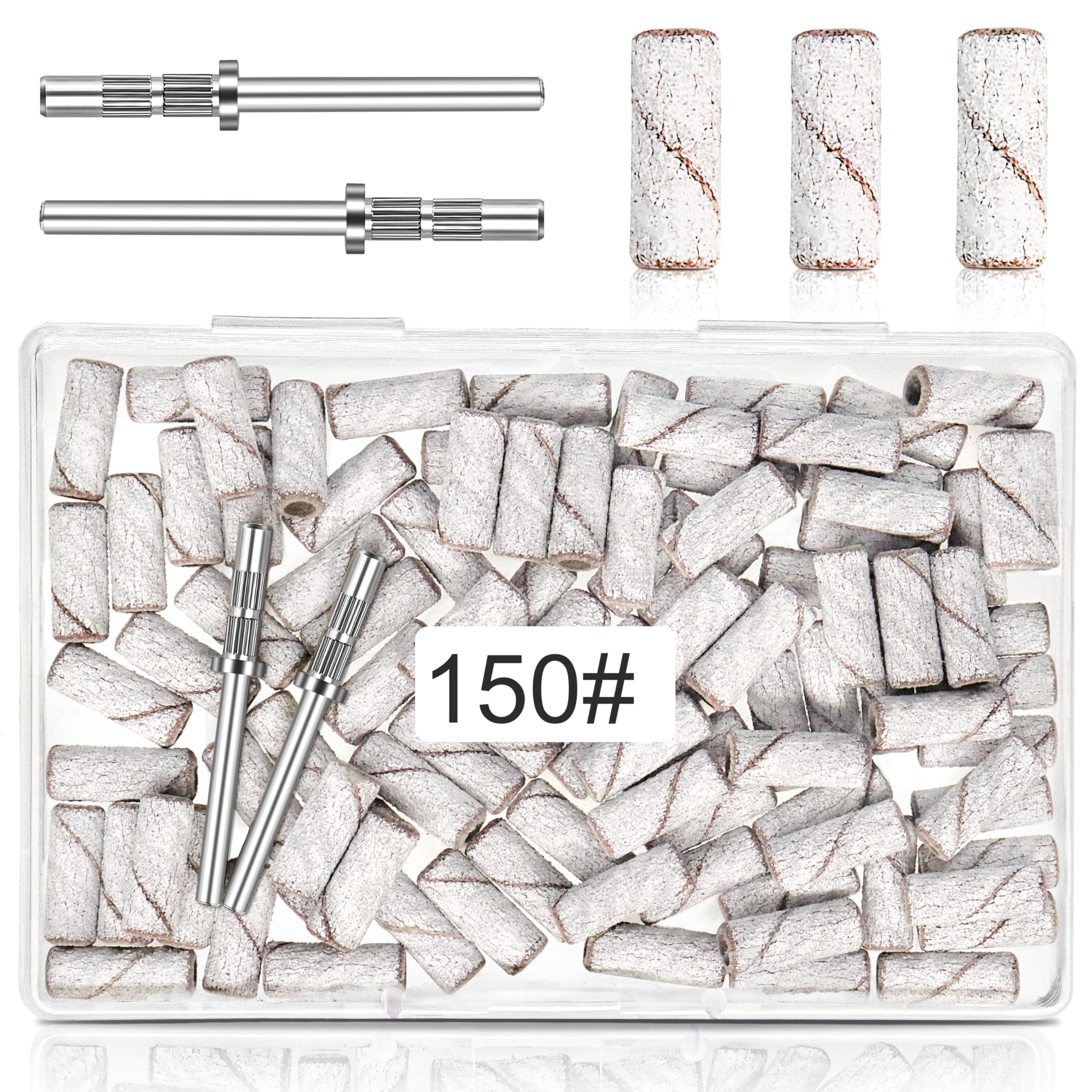 100 Pcs Small Sanding Bands for Nail, 150 Grit Mini Sanding Bands for Nail, 3.1 MM Nail Sanding Bands for Manicures and Pedicure, Upgrade Medium Grits for Polish Acrylic Nails Gel