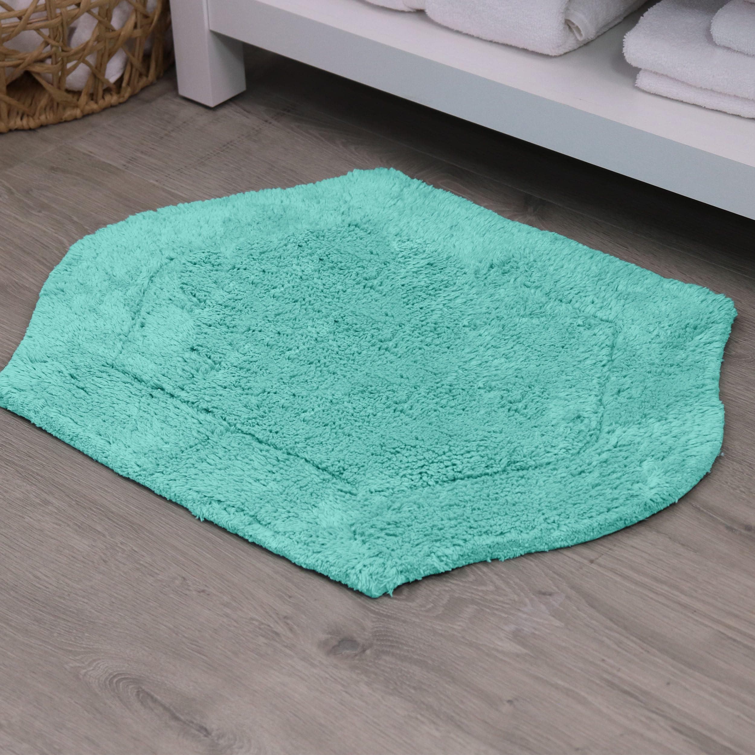 Home Weavers Waterford Collection Absorbent Cotton Soft Bath Rug, Machine Washable, 21"x34", Turquoise