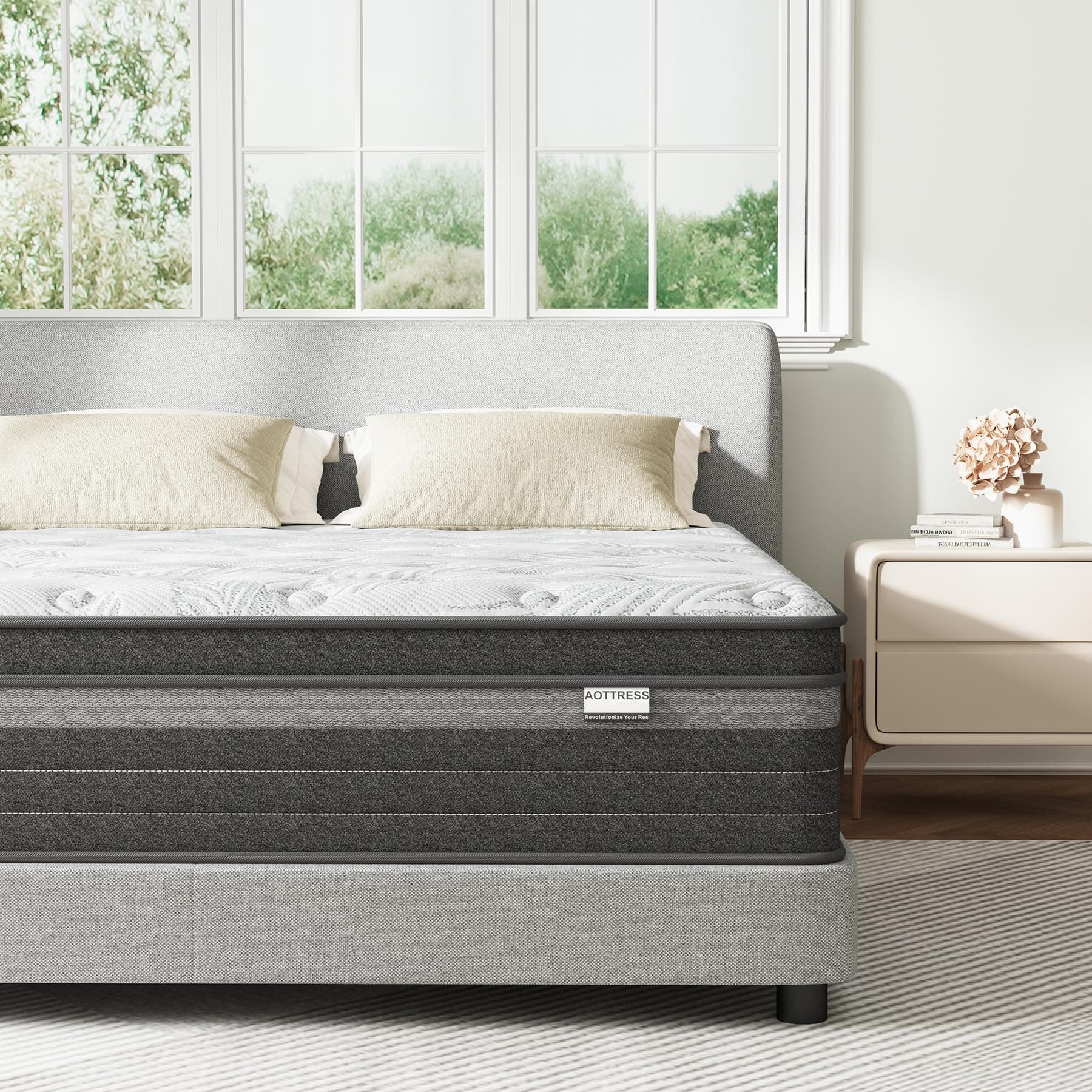 AOTTRESS 12 Inch Queen Hybrid Mattress, CertiPUR-US Foam Bed