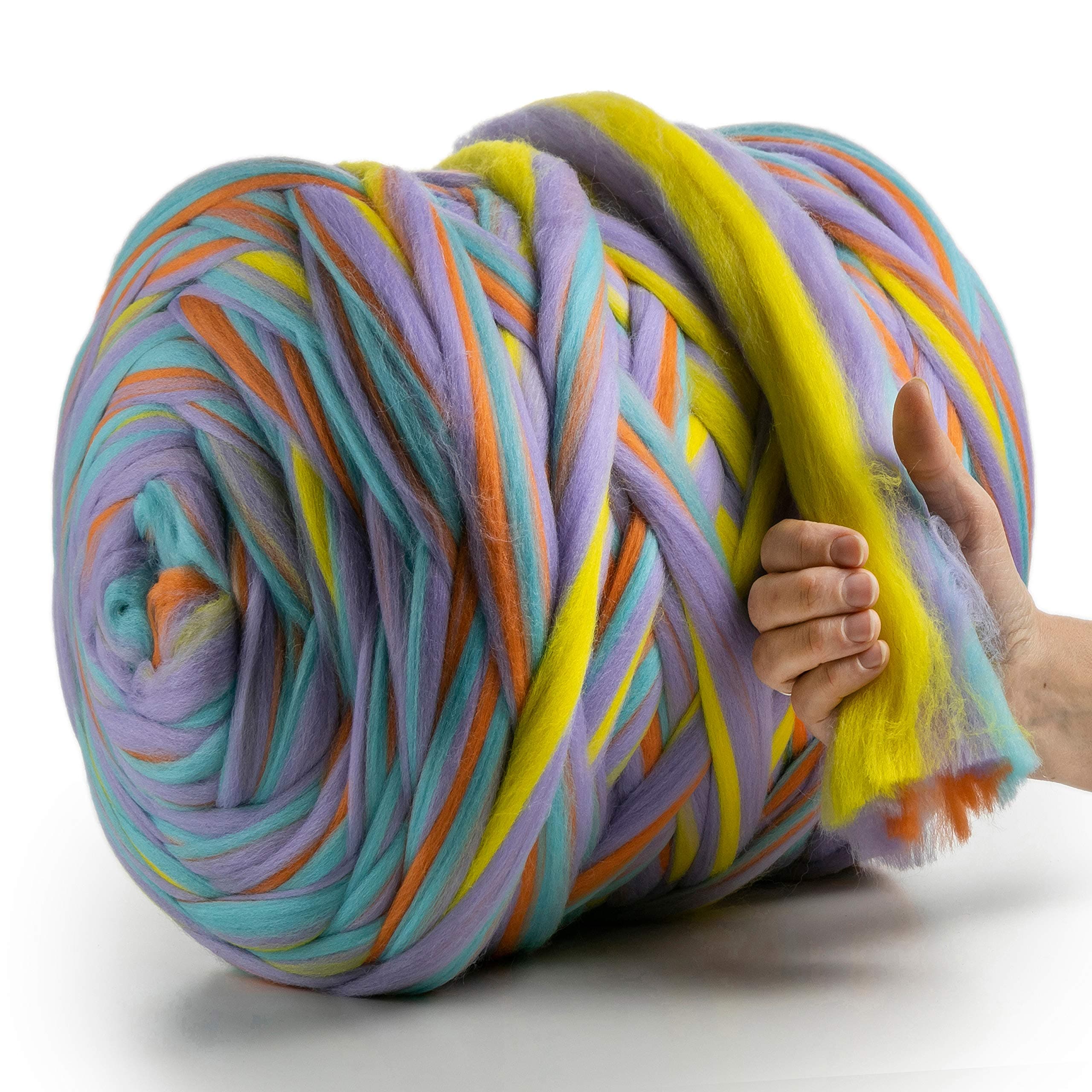 MeriWoolArt® 100% Merino Wool Yarn XXL – Super Chunky 4–5 cm Thick Wool for Roving, Needle & Wet Felting, Knitting & Arm Knitting, Ideal for Blankets & DIY Crafts (Unicorn, 100 g)