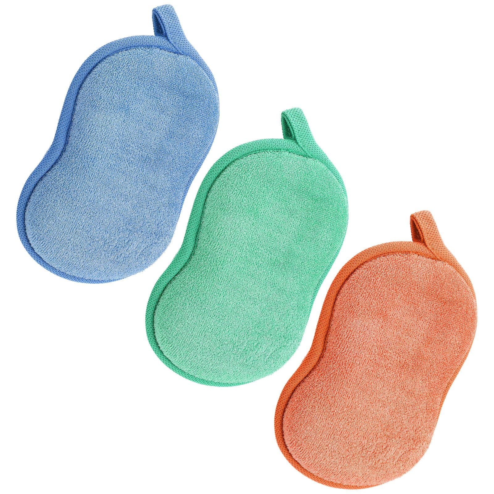 3Pcs Baby Bath Sponge Cotton Shower Sponge Soft Absorbent Exfoliating Wash Soap Toddler Gentleness Loofah Comfort Bathing Tool for Infants Kids Men Women Body All Skin Type