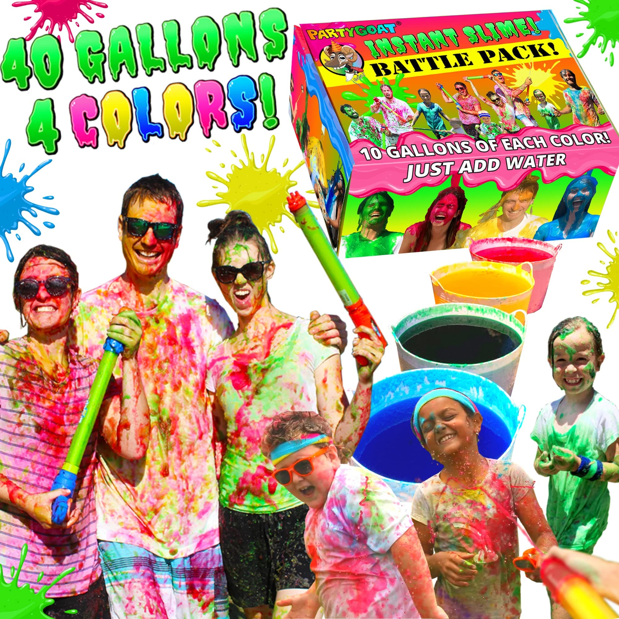Party Goat Bulk Instant Slime Powder, Makes 160 litres - Multicolour Kit