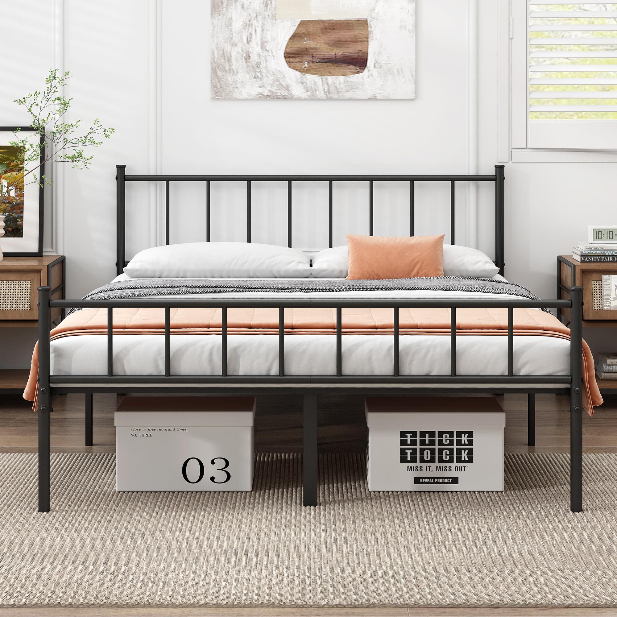 DIIYIV Cal King Metal Bed Frame,Steel Slat Support,Noise Free,Easy Assembly