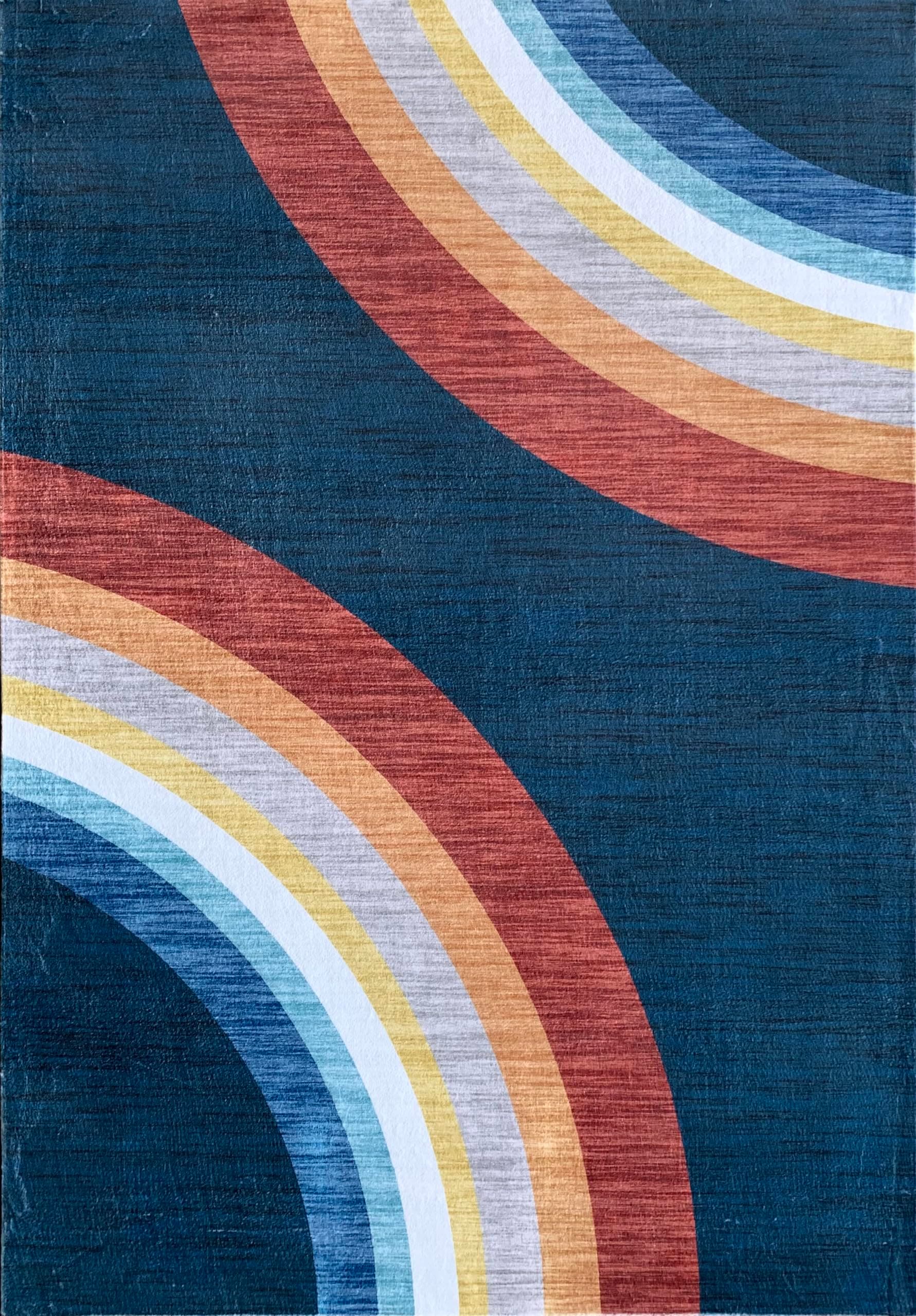 Rug Branch Marlow Rainbow Washable Kids Area Rug 7' x 10' Navy & Red