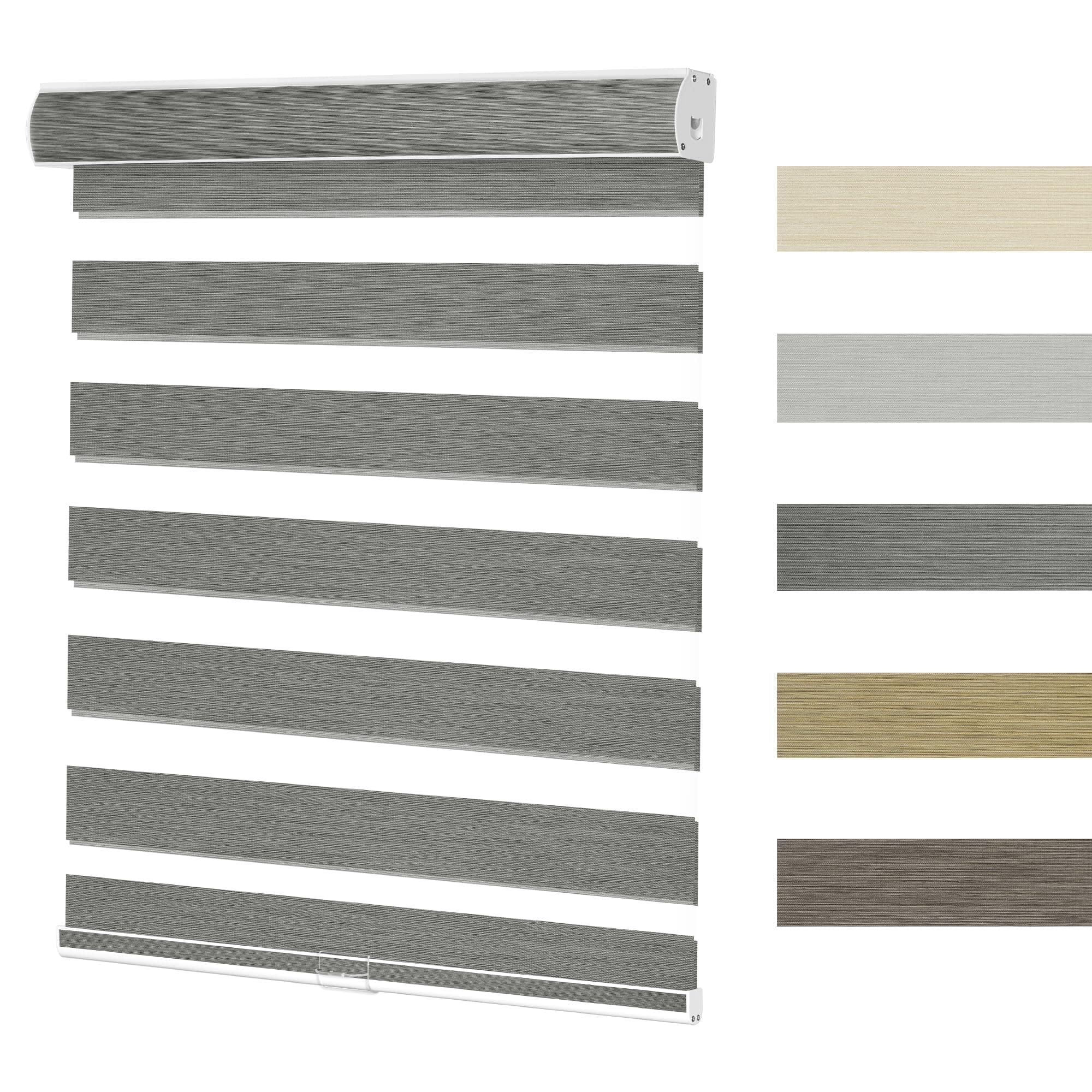 MoDanCeQ Cordless Zebra Blinds for Windows,Custom Blackout Shades,Easy to Install,Premium Natural Fabrics,Dual Layer Light Control,for Home,Office,Roller Blinds,Grey,23" W x 88" H