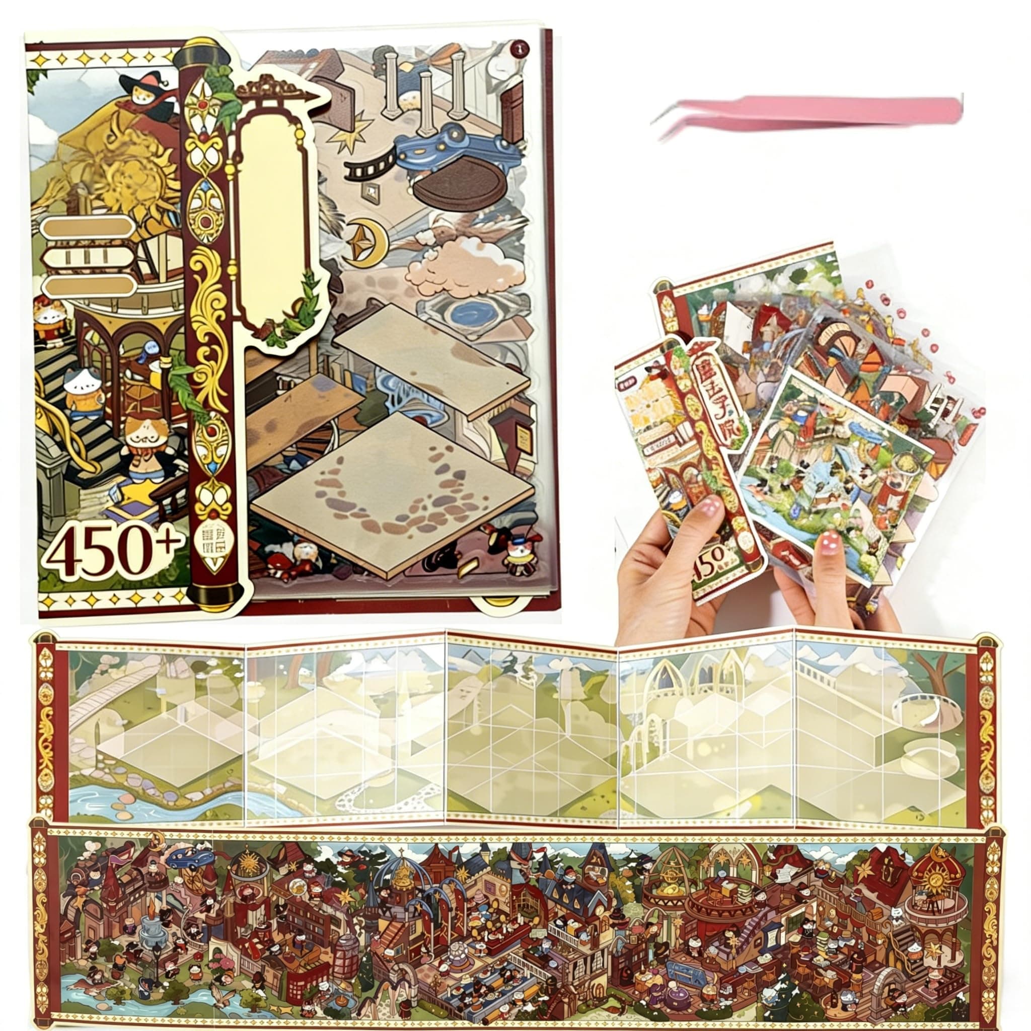 DIY 3D Sticker Scene, Sticker Therapy for Adults, Rich Collection of 3D Space Stickers, Cute Art Stickers for Girls(Magic Academy)