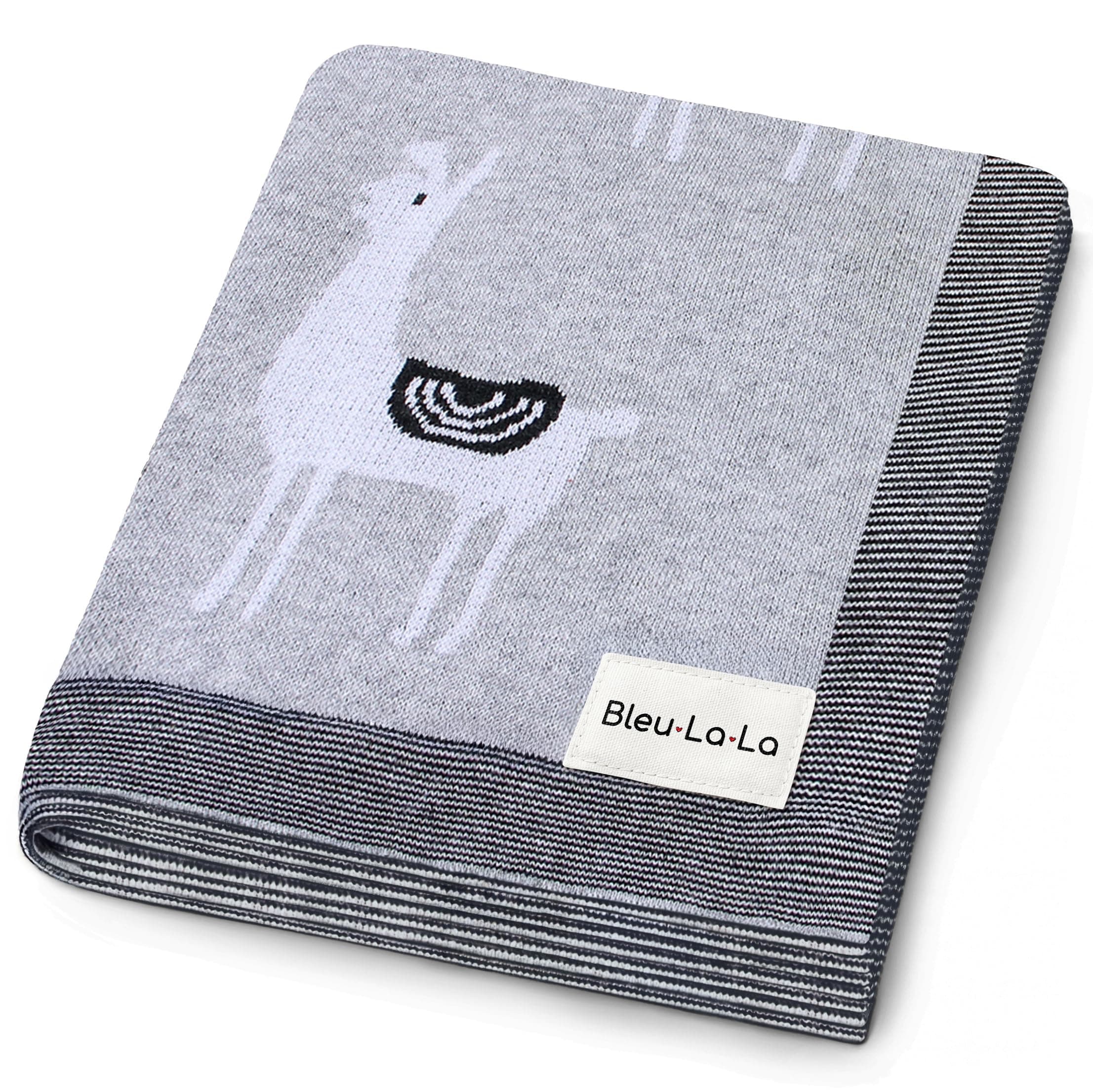 Bleu La La Whimsy Collection - 100% Luxury Cotton, Soft, Cozy, Lightweight, Receiving Blanket for Newborns & Infant Baby Boys & Girls (29 - Llama - Grey)