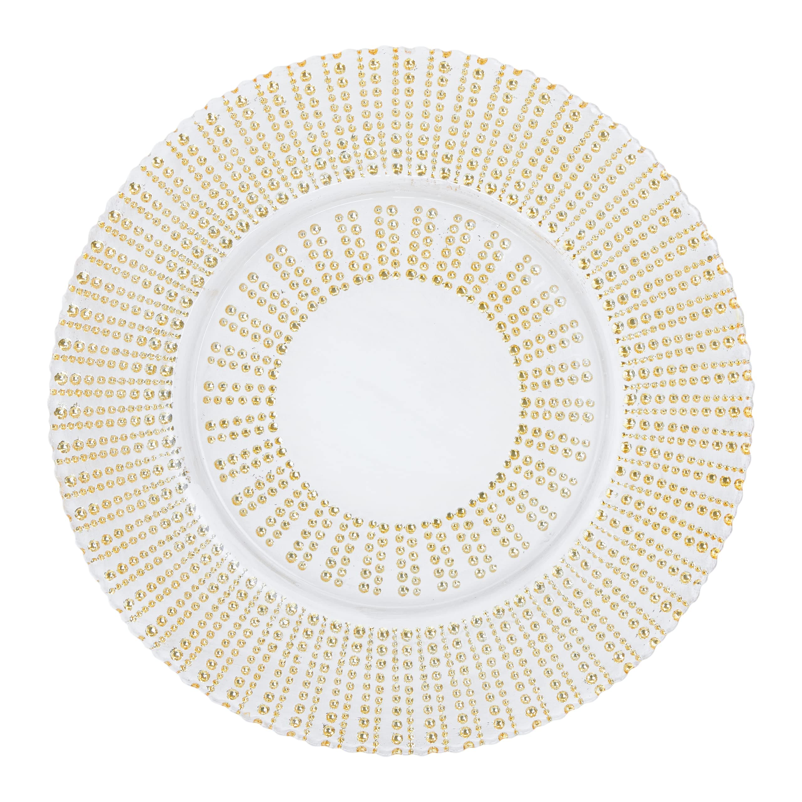 Sparkles Home Venezia Glass Charger Plate, Round, Hand-Painted Dinner Plate Server, For Formal Dining Table Setting, Events, Wedding, Gold, 13", Sold Individually