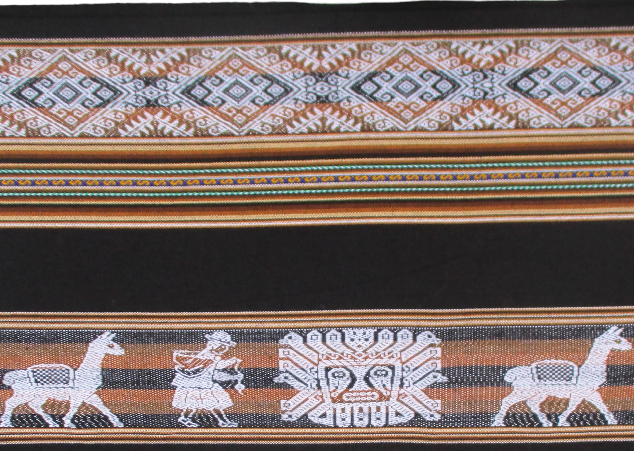 Table Runner Boho Seasonal Kitchen for Parties Weddings Picnic Birthdays Peru Ecuador Bolivia 14 x 72 inches Long Alpaca Llama Style (Black)