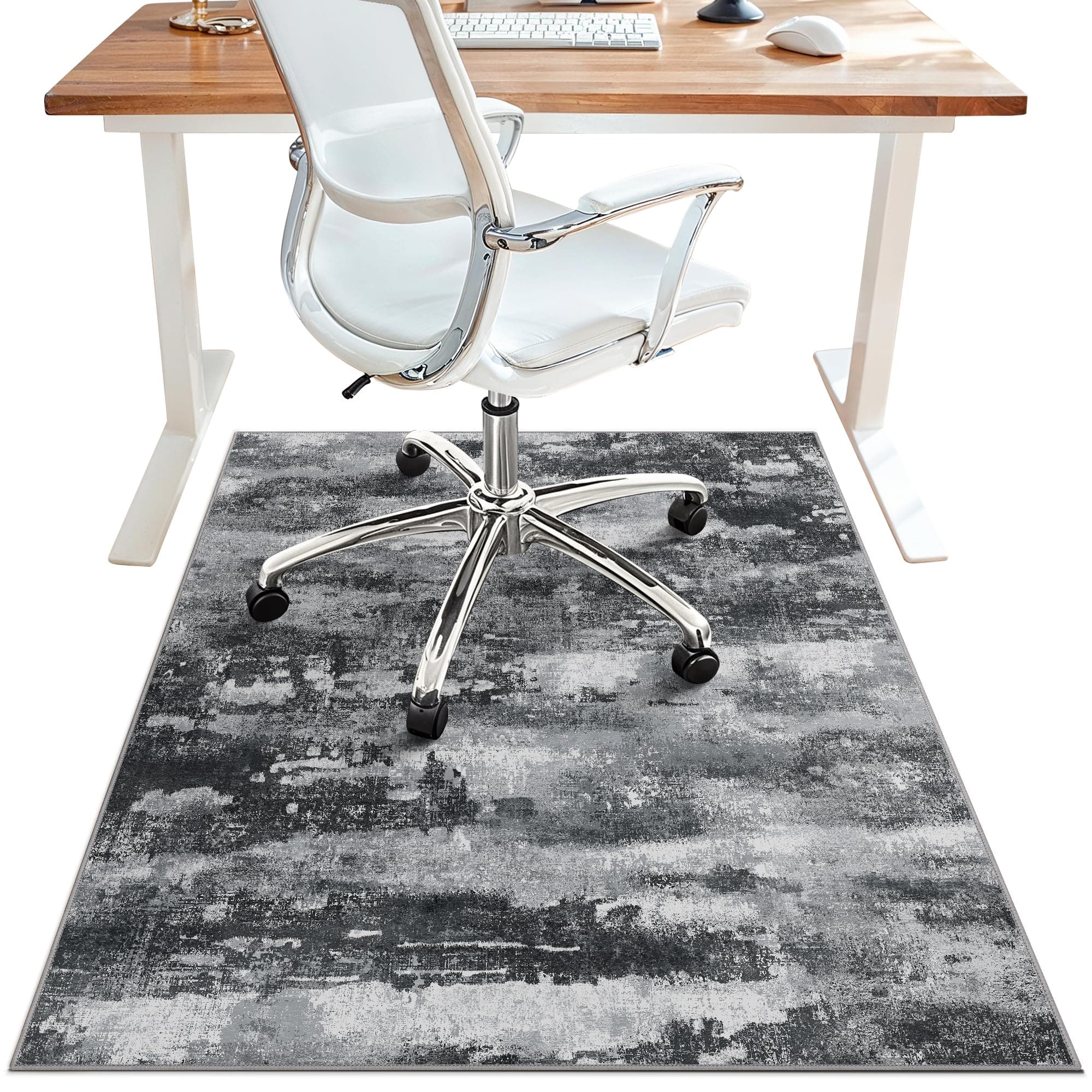 Office Chair Mat for Hardwood Floor, Abstract 48"X 60" Non-Slip Dark