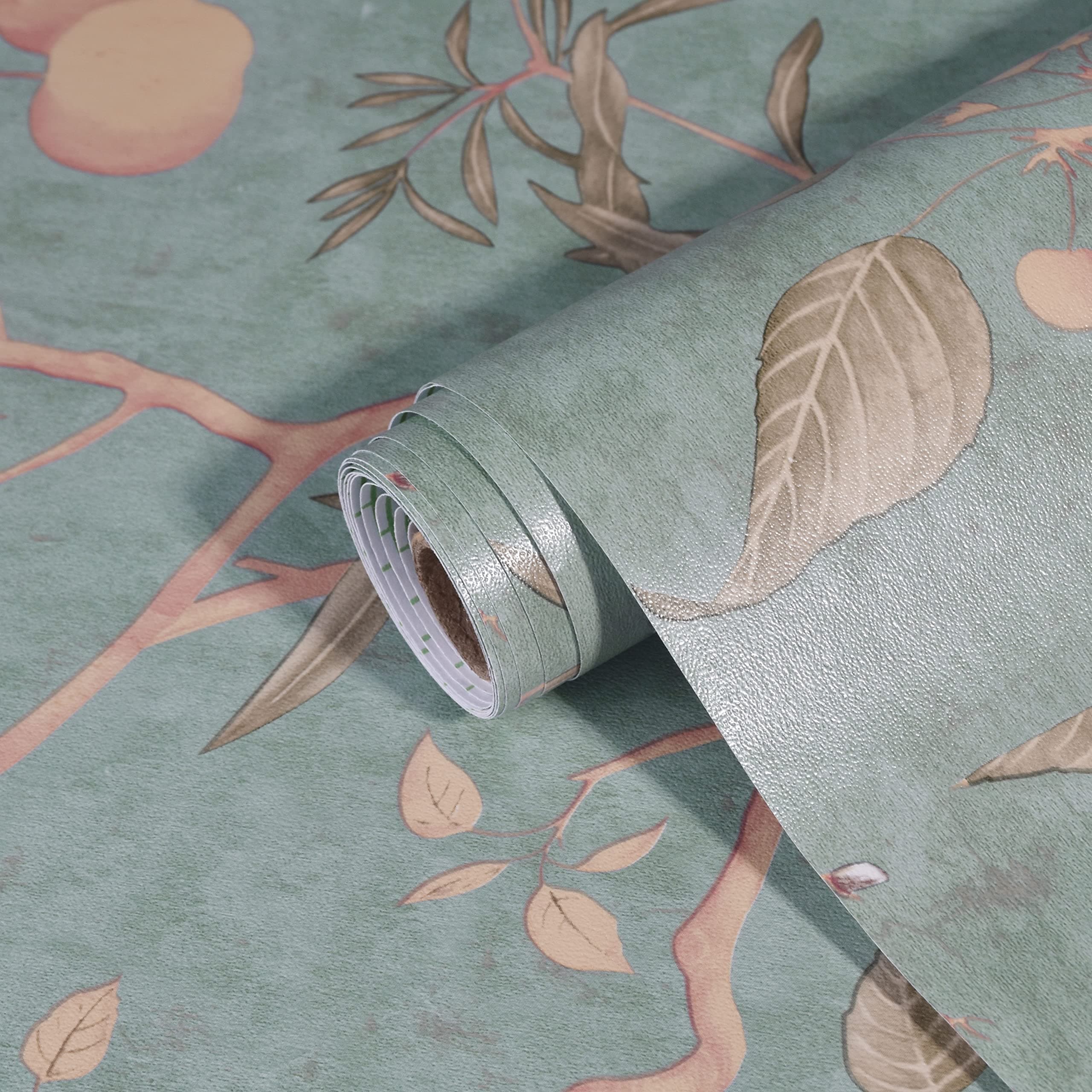 Dzhuywer Vintage Floral Contact Paper, 17.7" x 236" Peel and Stick Self-Adhesive Removable Thick Wallpaper, Decorate Countertops Walls Kitchen Bathroom Cabinets, Waterproof Vinyl Sticker, PVC, Upgrade