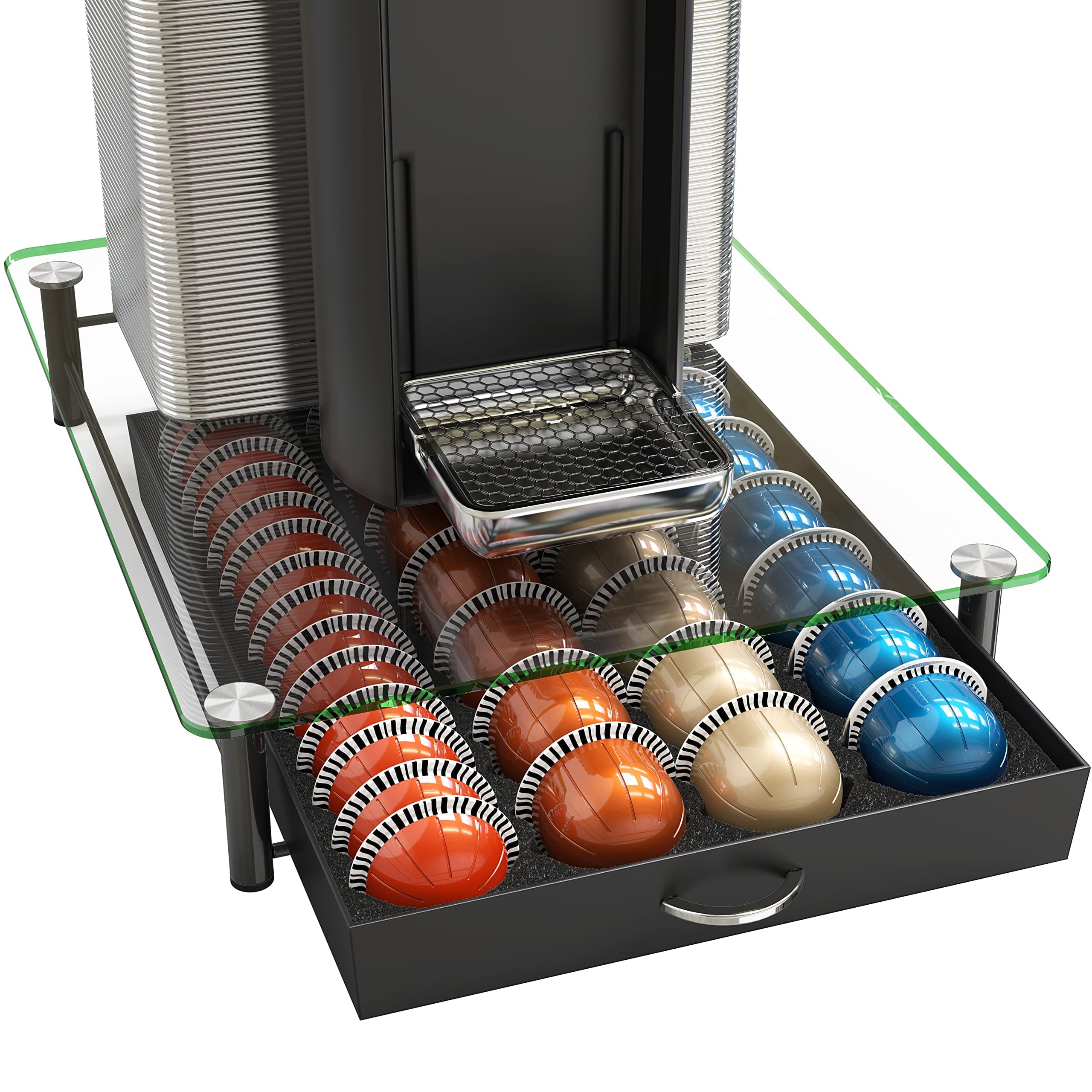 Deco Brothers Tempered Glass Vertuo Pod Holder, Fits 28 Large/56 Small Pods