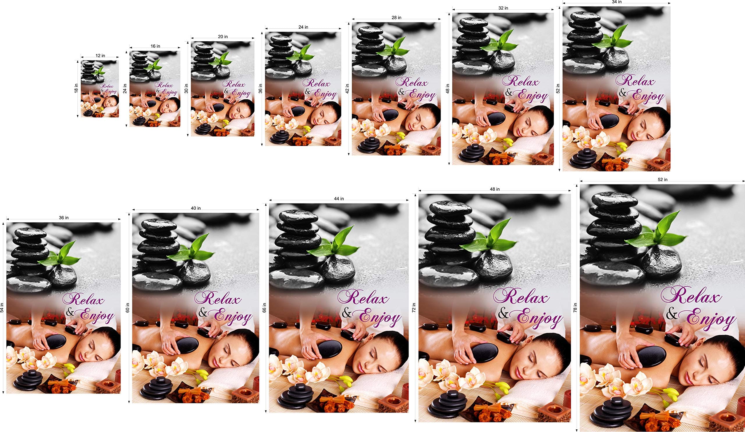 Massage XV Body Therapy Treatment Salon Sign Advertising Marketing Décor Vertical (PHOTO-REALISTIC PAPER POSTER Matte "Non-Laminated" [INDOORS], 54")