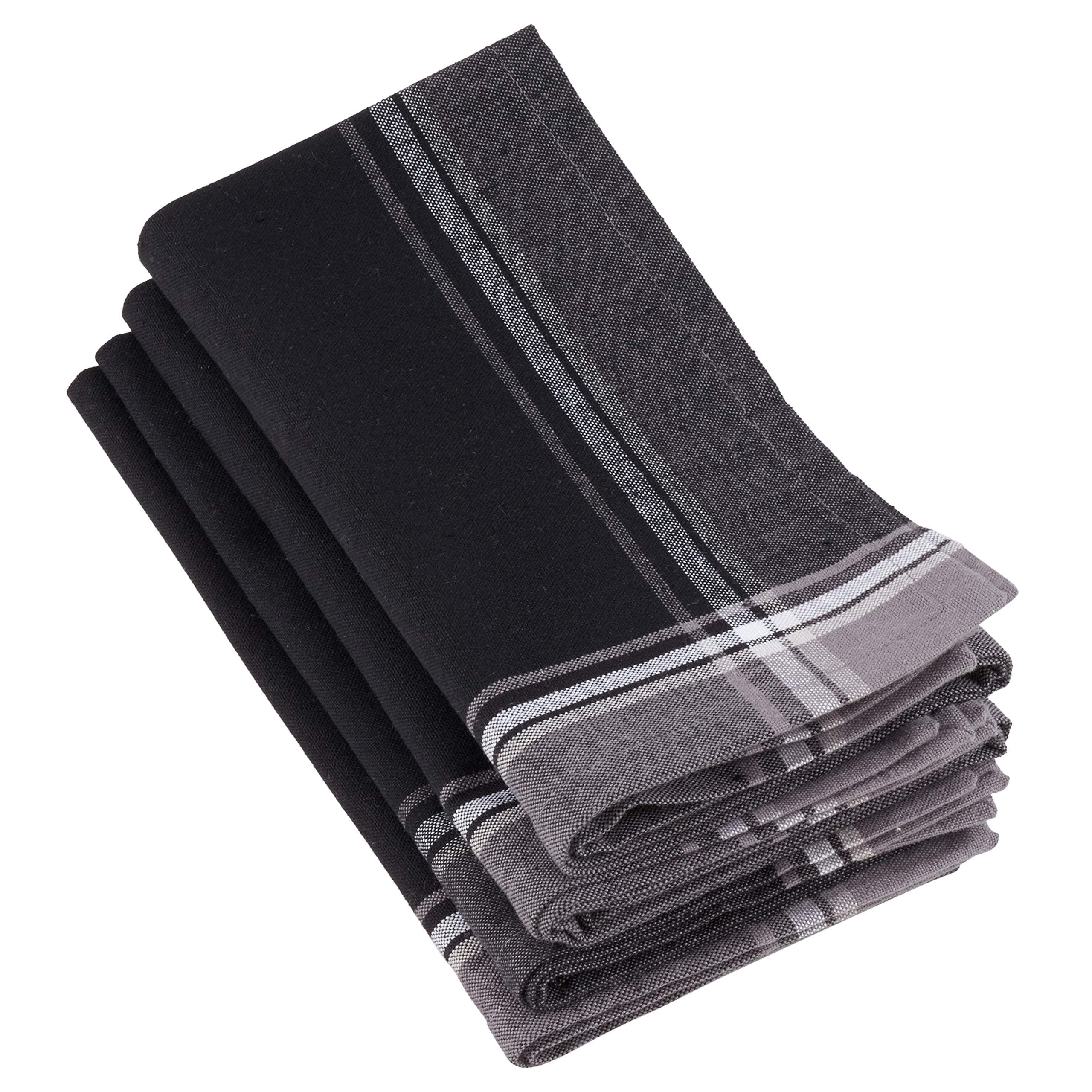 Sero Lifestyle 4387.BK20S Hamilton Collection - Servilletas (algodón, 4 unidades), diseño de rayas, color negro