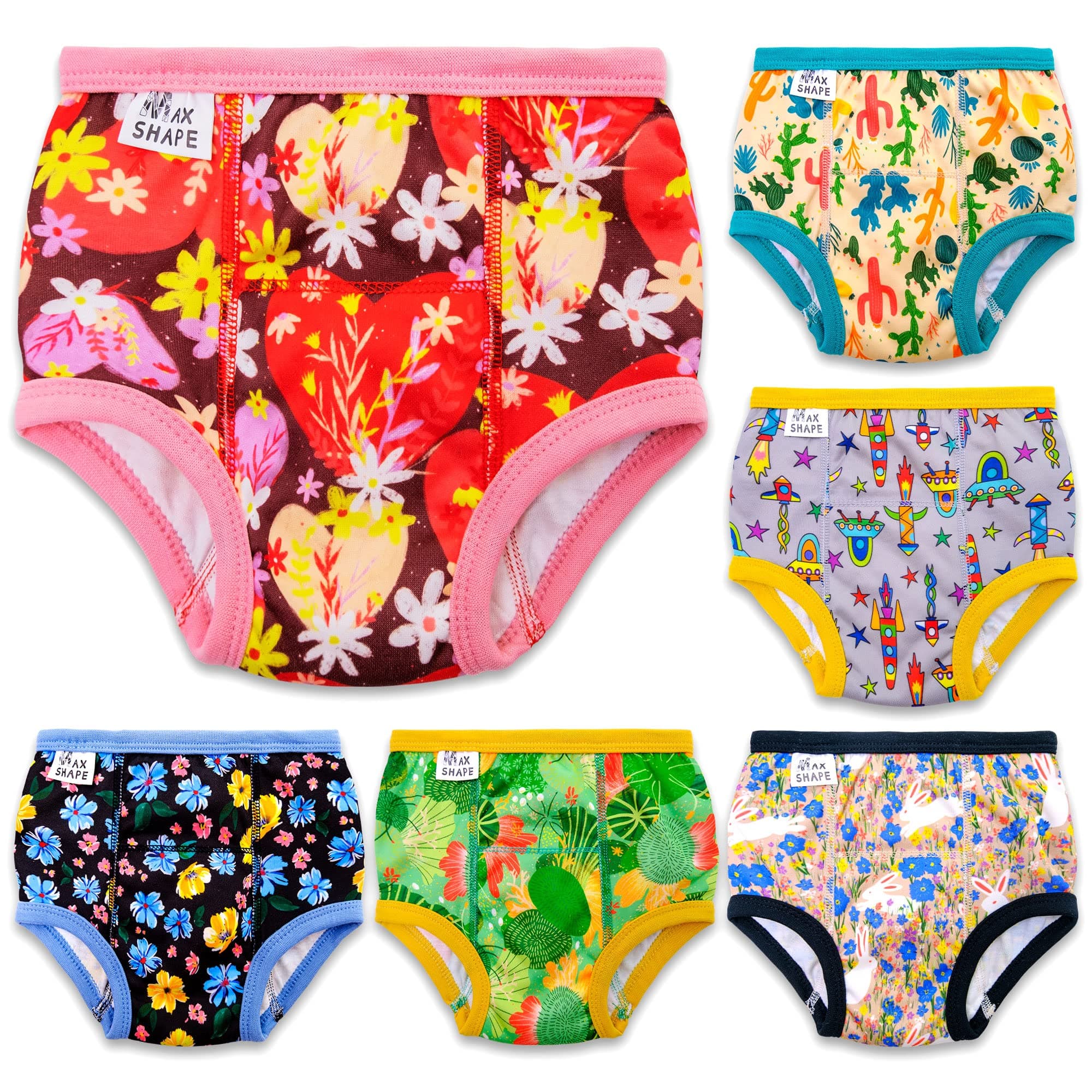 Max Shape 6 Packs of Potty Training Underwear for Girls with Supper Absorbent-Layer,Reusable Baby Toilet Training Pants Green 5 Years