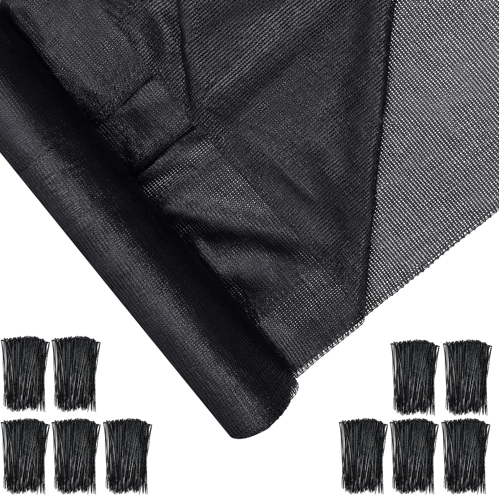 Ribbonlic 90% Shade Cloth Roll 6 x 50 FT, UV Resistant Shade Cloth with Ties for Garden, Heavy Duty HDPE Net for Greenhouse Patio Fence Plant Cover, Black