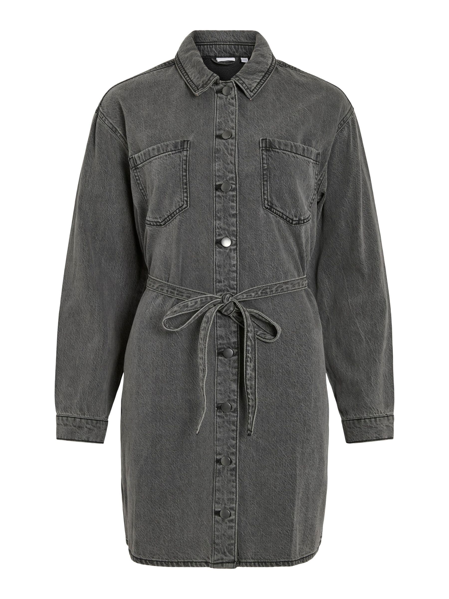 Vila Vikiki L/S Denim Shirt Dress Dgd, Dark Grey Denim, 10