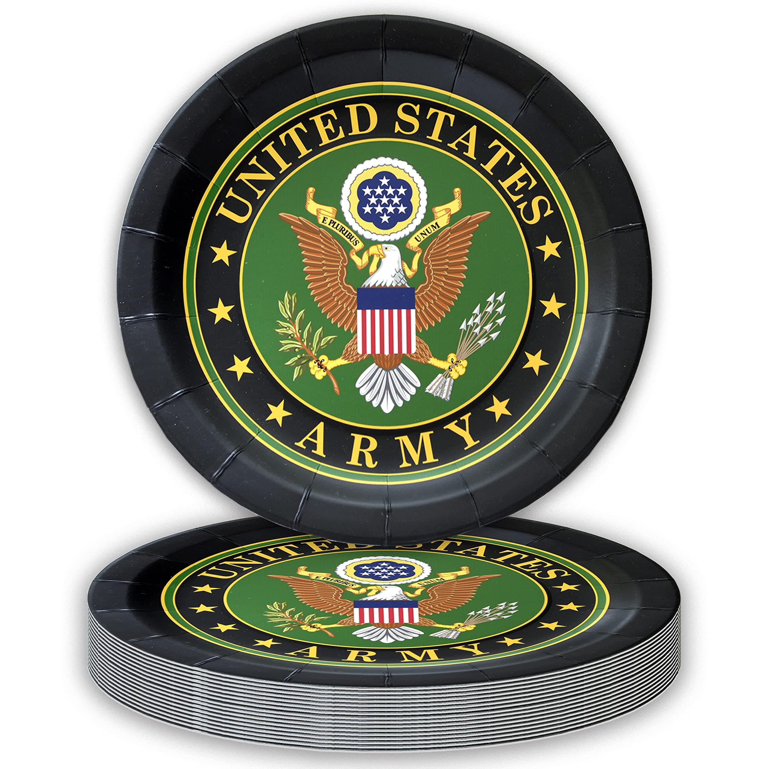 Havercamp U.S. Army 9" Plates (24 pack)! 24 Lg. Dinner Plates in U.S. Army Crest. Officially Licensed U.S. Army Party Collection.
