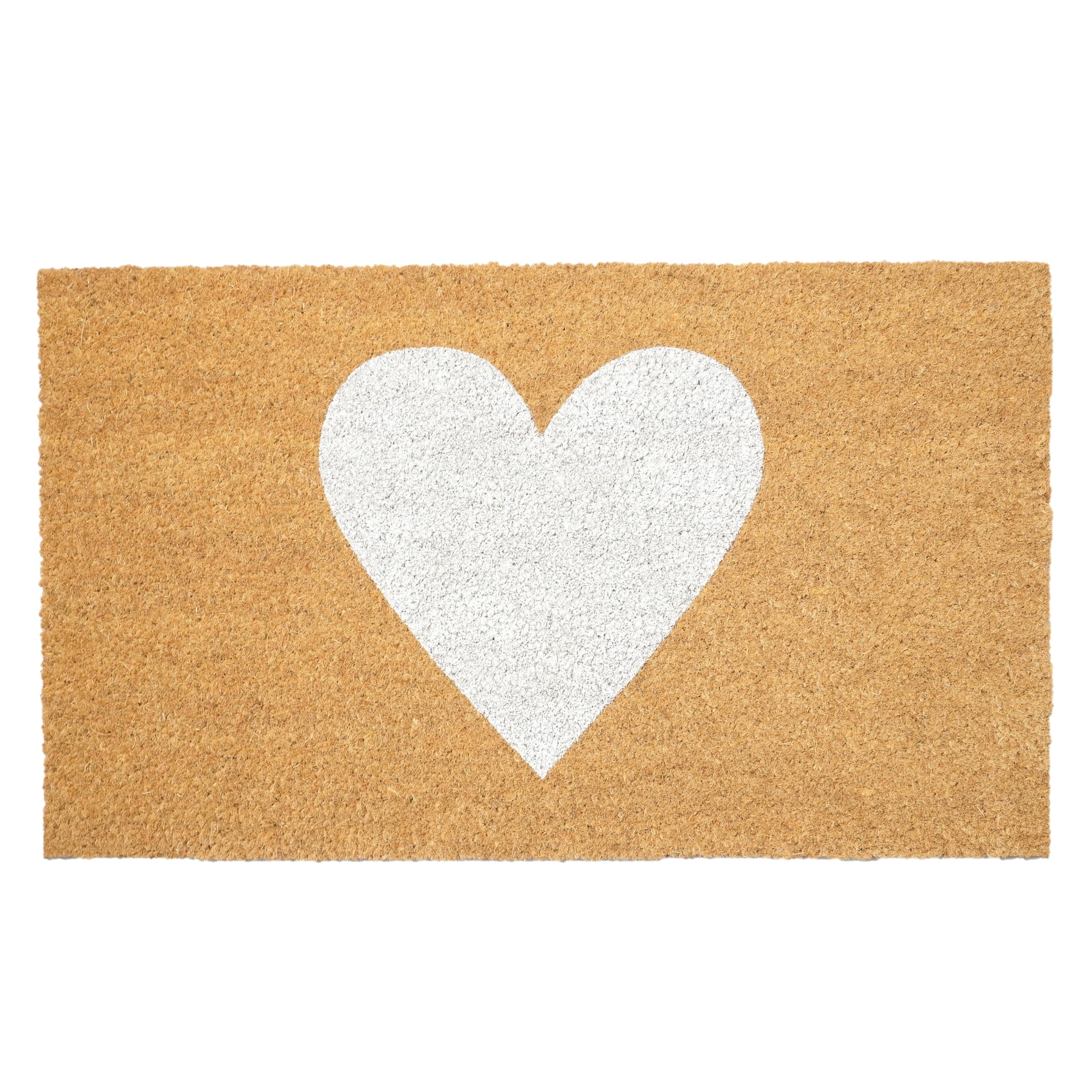 Calloway Mills 106762034 White Heart Doormat, 20" x 34"