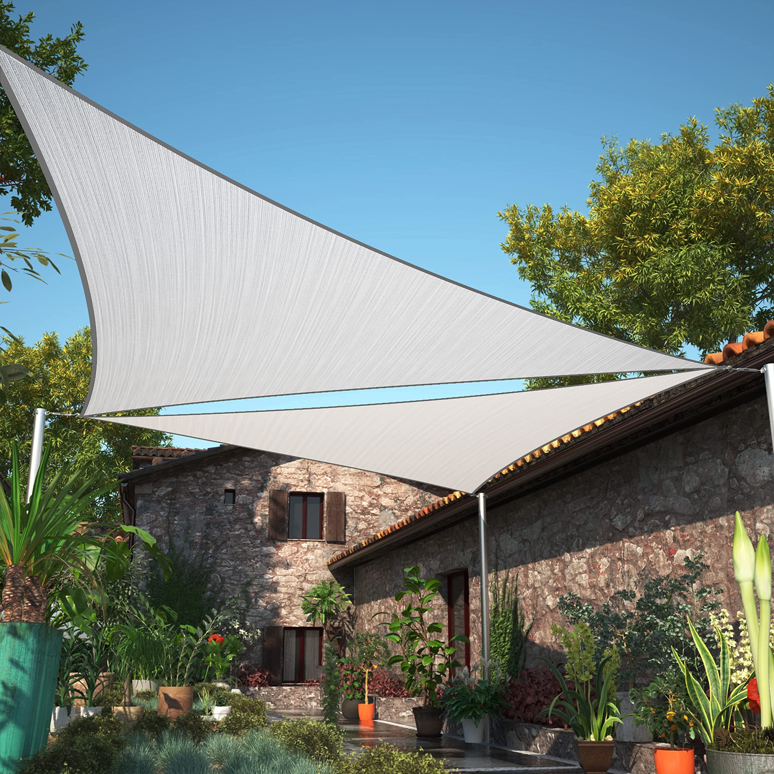 ShadeMart 6' x 6' x 6' Grey Sun Shade Sail Triangle SMTAPT12 Canopy Fabric Cloth Screen, Water Air Permeable & UV Resistant, Heavy Duty, Carport Patio Outdoor - (We Customize Size)