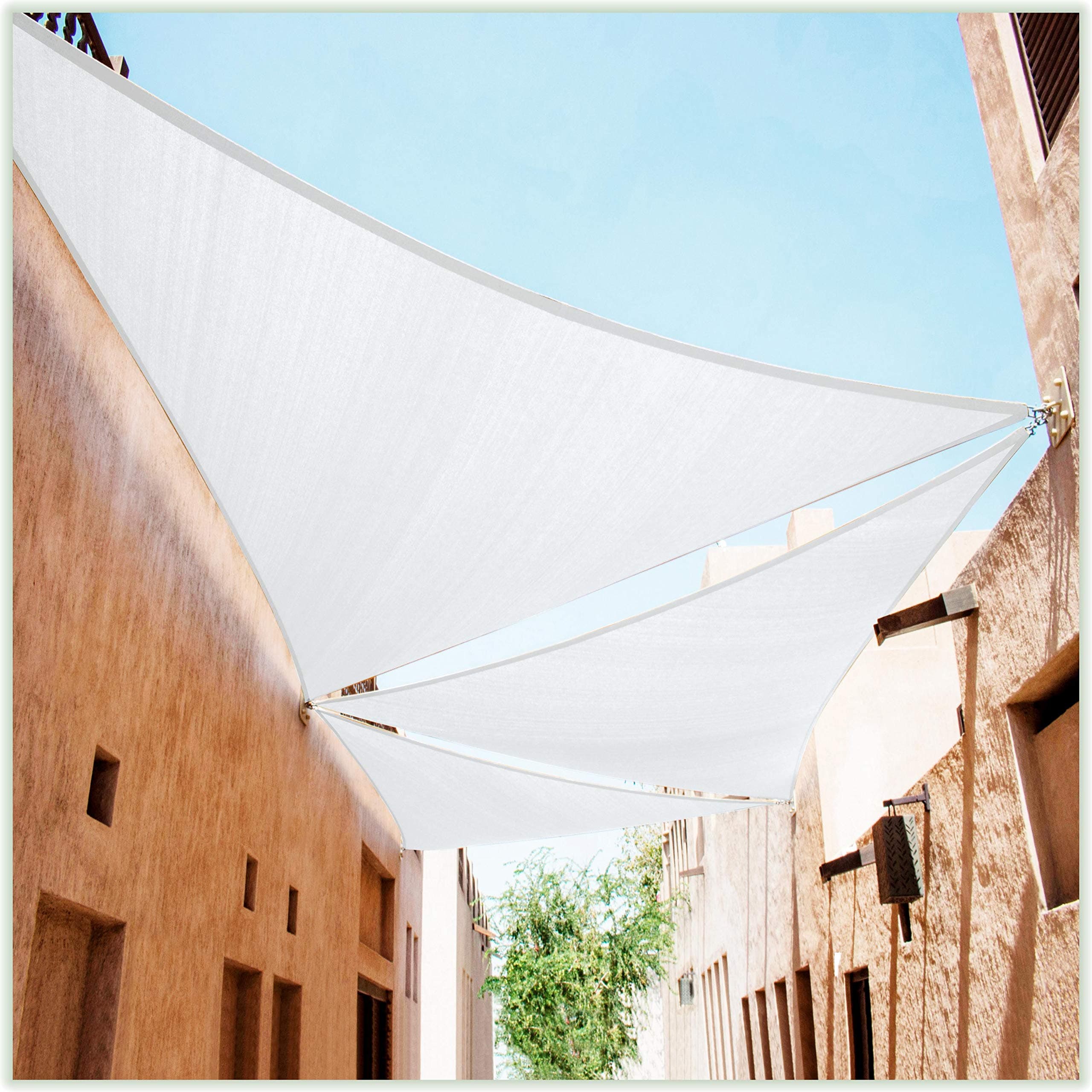 ColourTree CTAPT24 Custom Size Order to Make 9' x 9' x 9' White Triangle Sun Shade Sail Canopy Mesh Fabric UV Block - Commercial Heavy Duty - 190 GSM - 3 Years Warranty