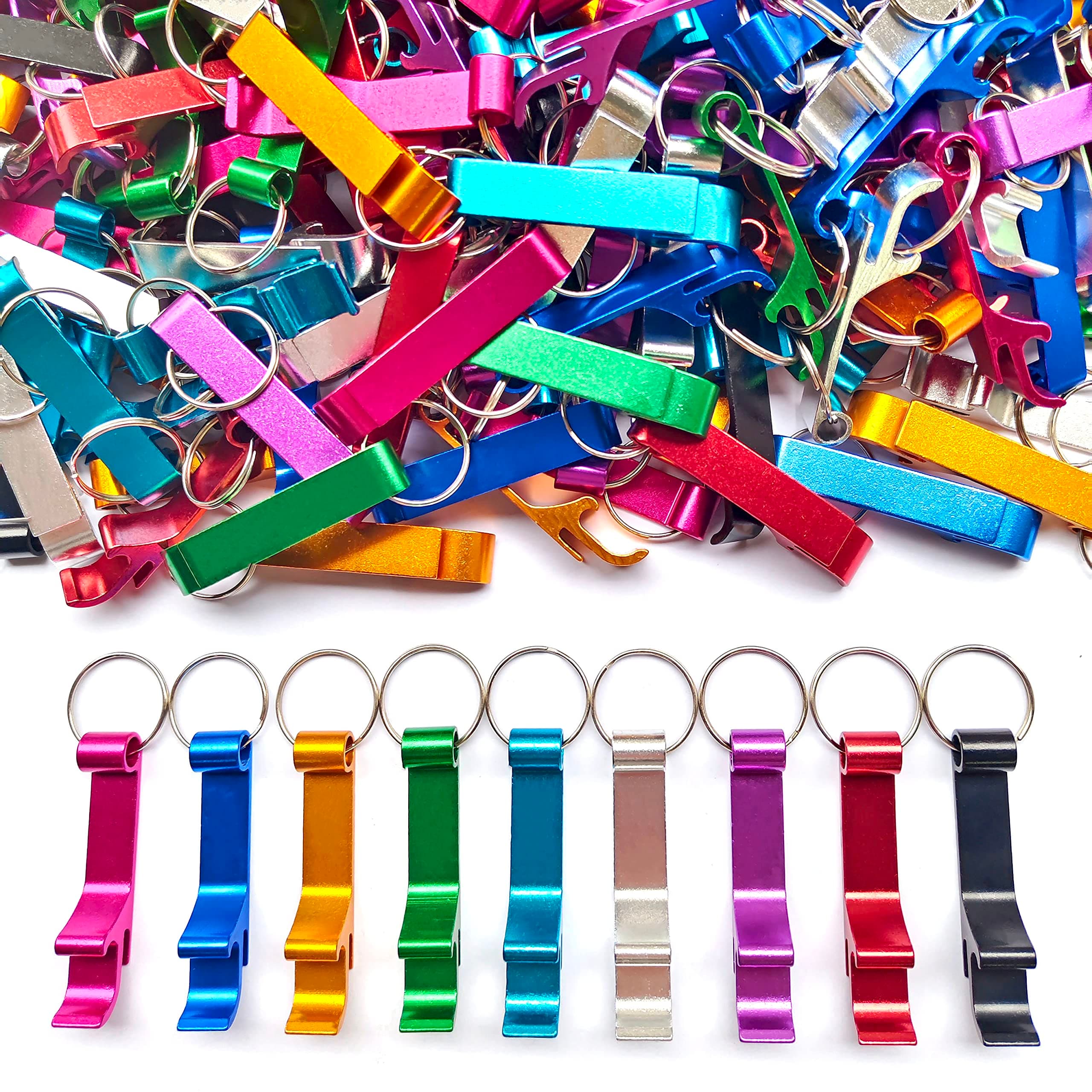 MTOMDY 200Pcs Colored Aluminum Bottle Opener Keychain, Soda Beverage Beer Bottle Opener Keychain, for Kitchen/Wedding/Bar/Party
