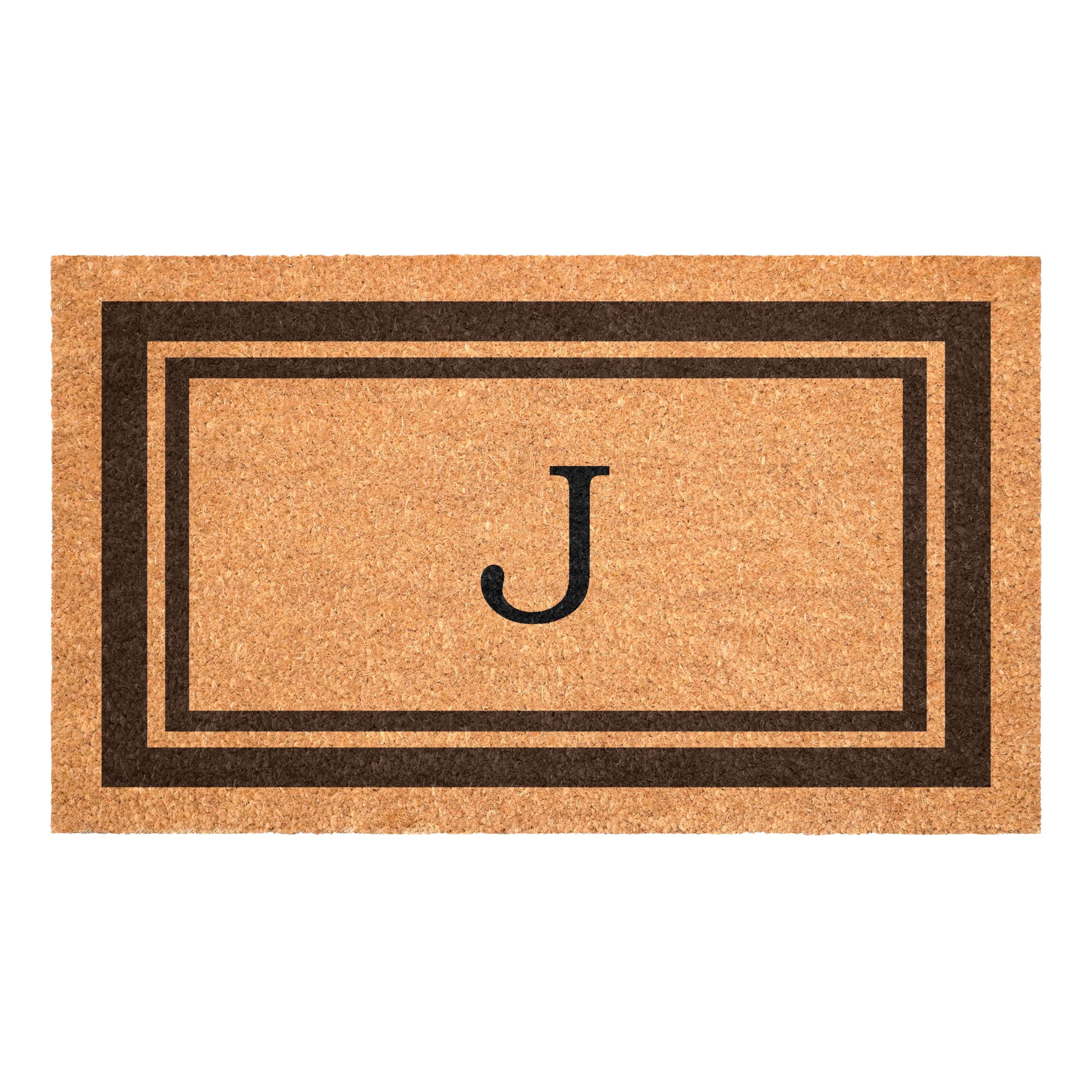 Calloway Mills 152982436J Brown Border 24" x 36" Monogram Doormat (Letter J)
