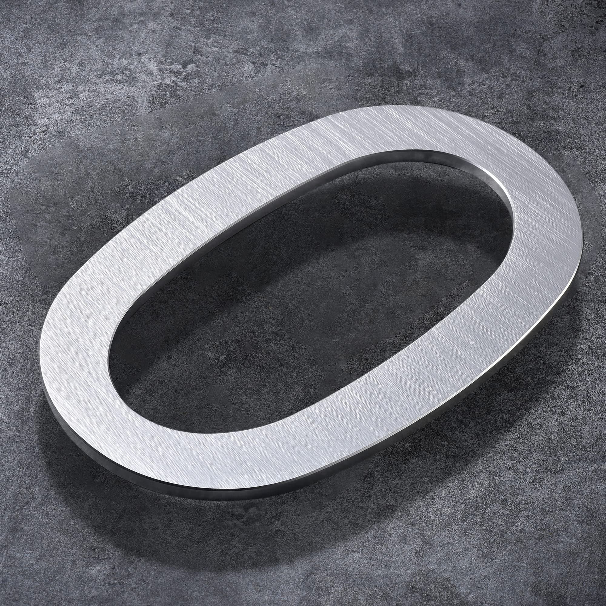 BetLight Modern House Numbers -10 Inch Floating Home Address Number of Outside/Polished Brushed Aluminum Finish/Silver Number 0