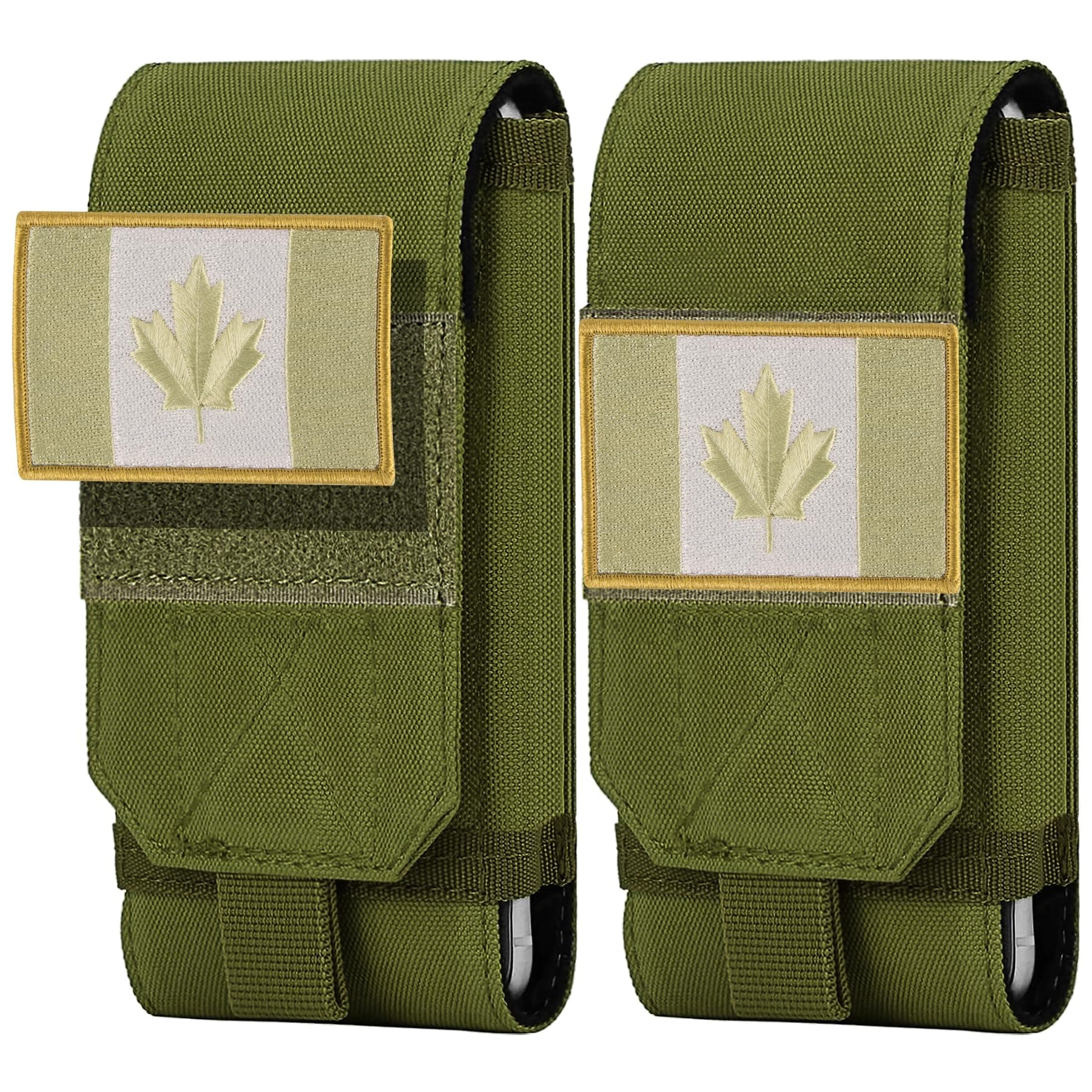 bvya 2 Pack Large Tactical Molle Phone Holster Pouch Belt Carrying Case Cover with Flag Patch for iPhone 17 Pro Max/17 Pro/16 Plus/15 Pro Max/14 Pro Max/13
