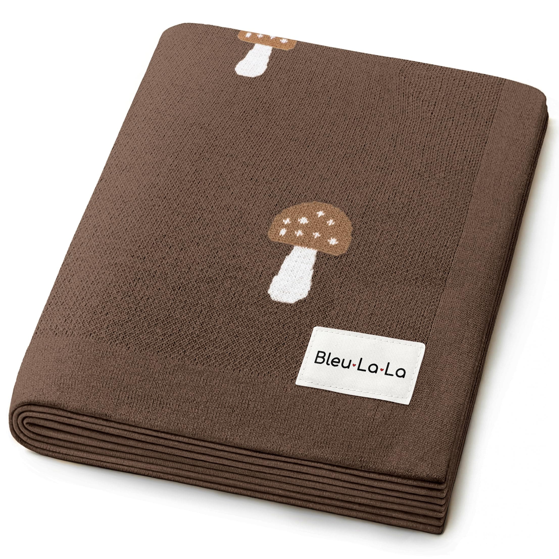 Bleu La La Whimsy Collection - 100% Luxury Cotton, Soft, Cozy, Lightweight, Receiving Blanket for Newborns & Infant Baby Boys & Girls (21 - Mushroom - Mocha)