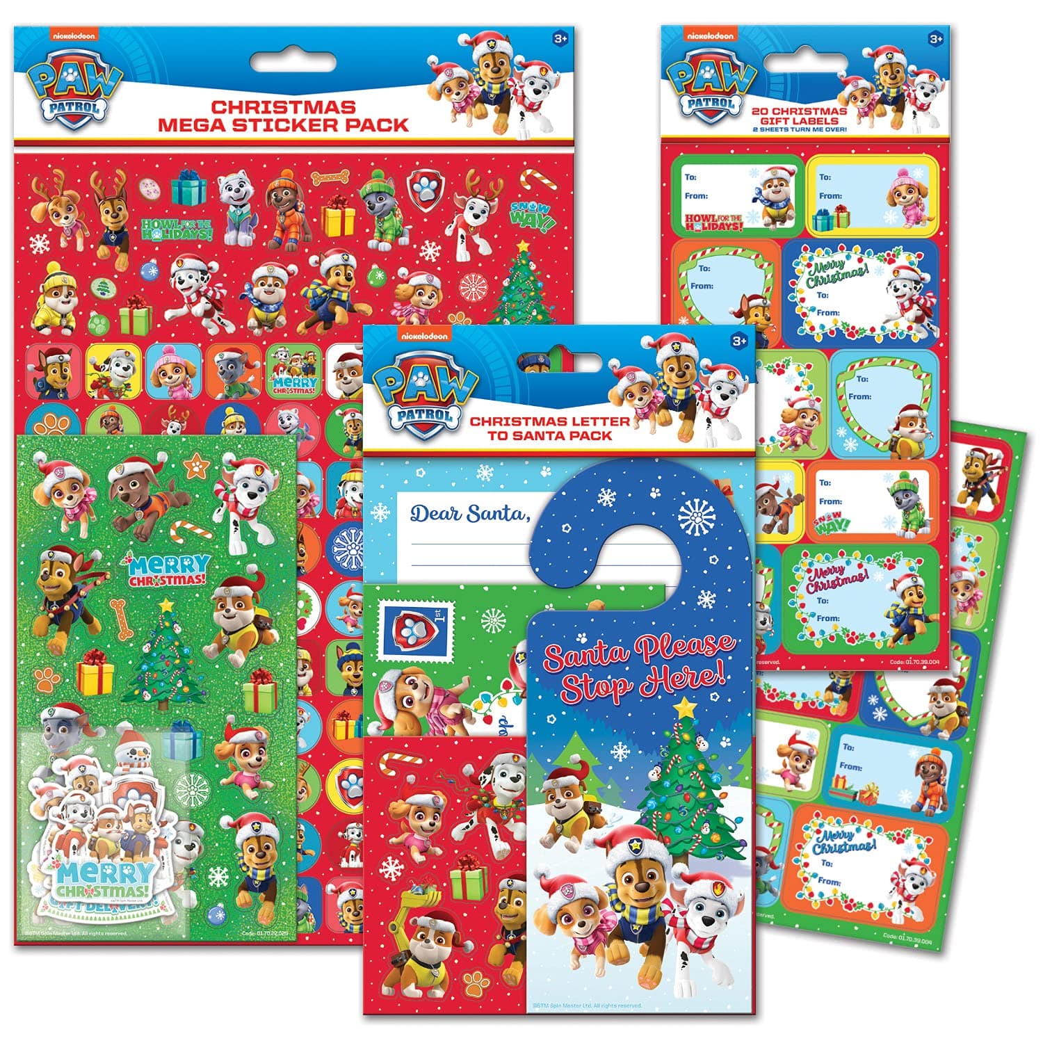 Paper Projects 01.70.24.079 Paw Patrol Mega Christmas Sticker Bundle, Including Letter to Santa Pack and Gift Labels