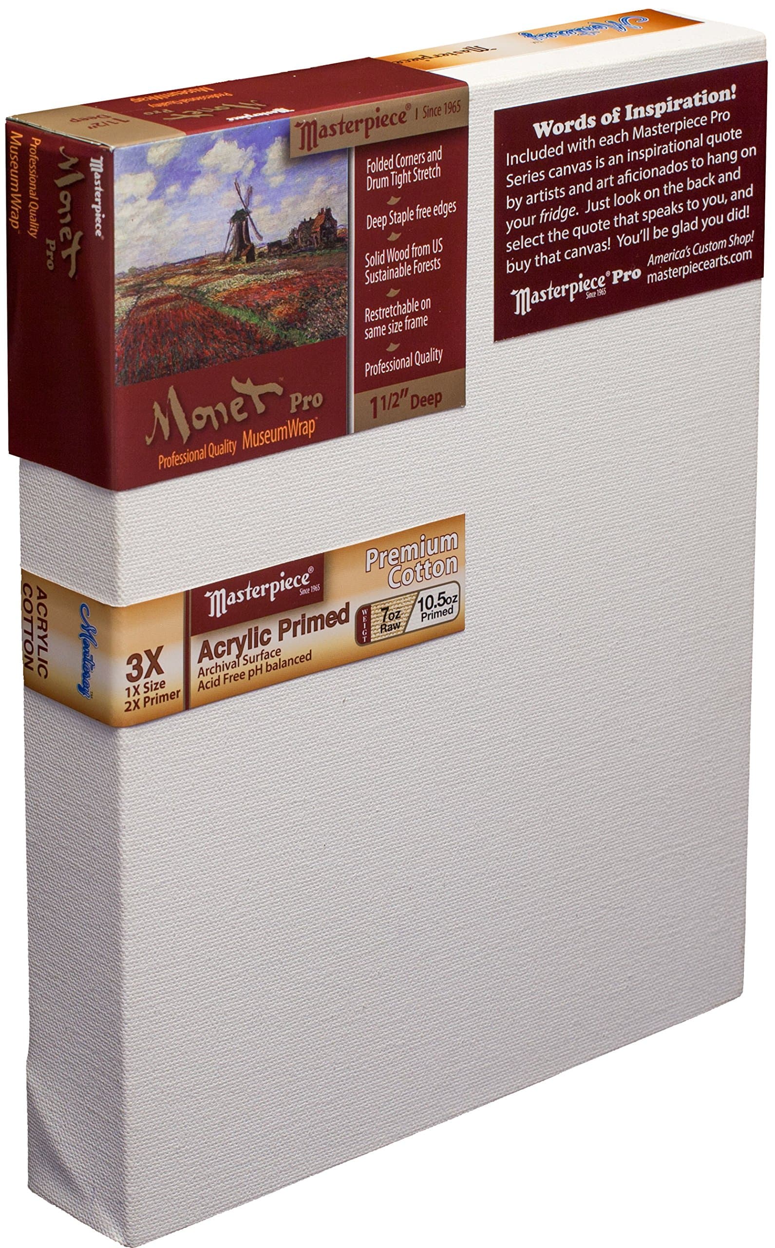 Masterpiece Artist Canvas 43006 Monet PRO 1-1/2" Deep, 5" x 7", Cotton 10.5oz - 3X - Monterey Most Popular