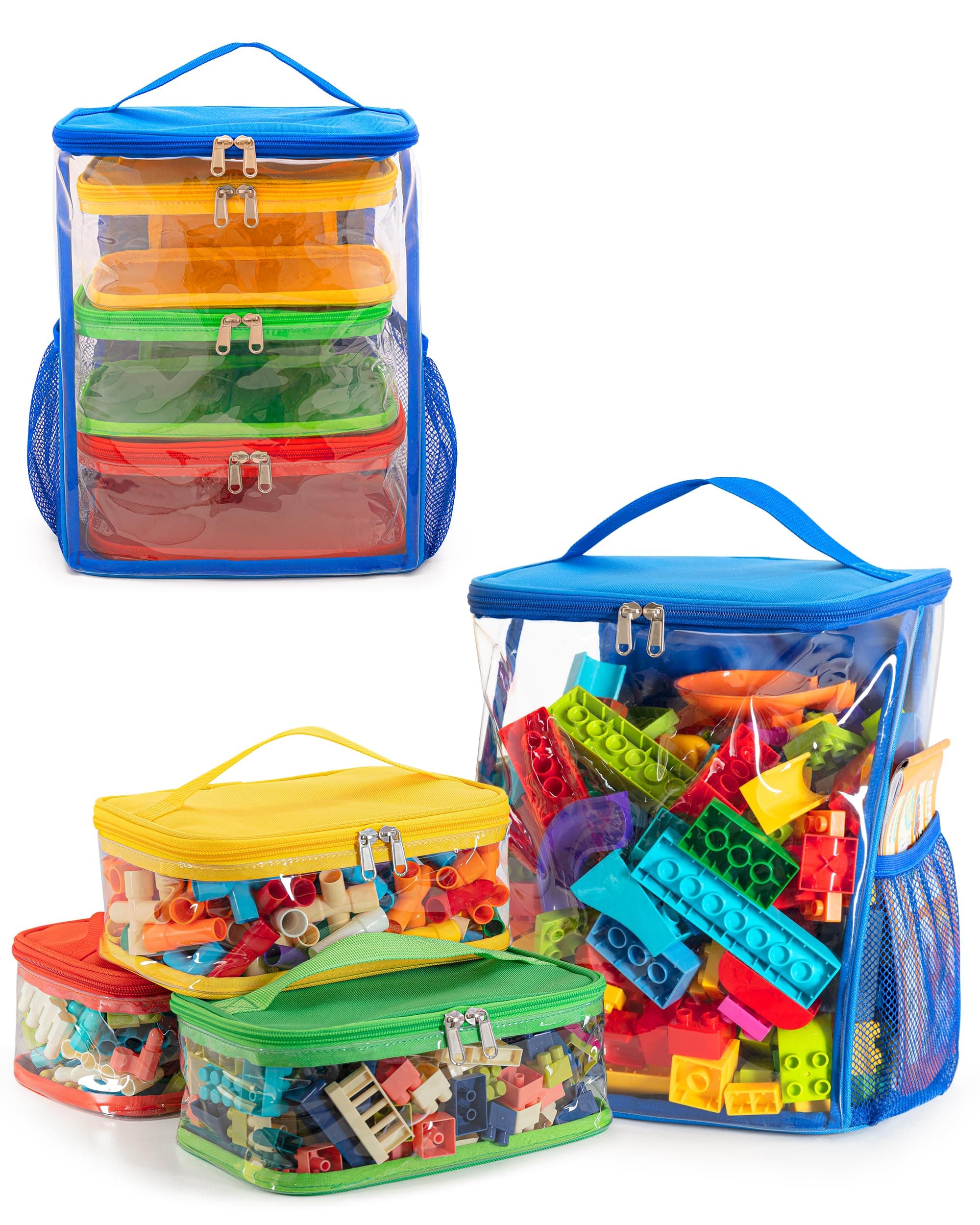 Marscamd 4 Pack Toy Storage Bags with Clear Windows, Toy Organizer Case