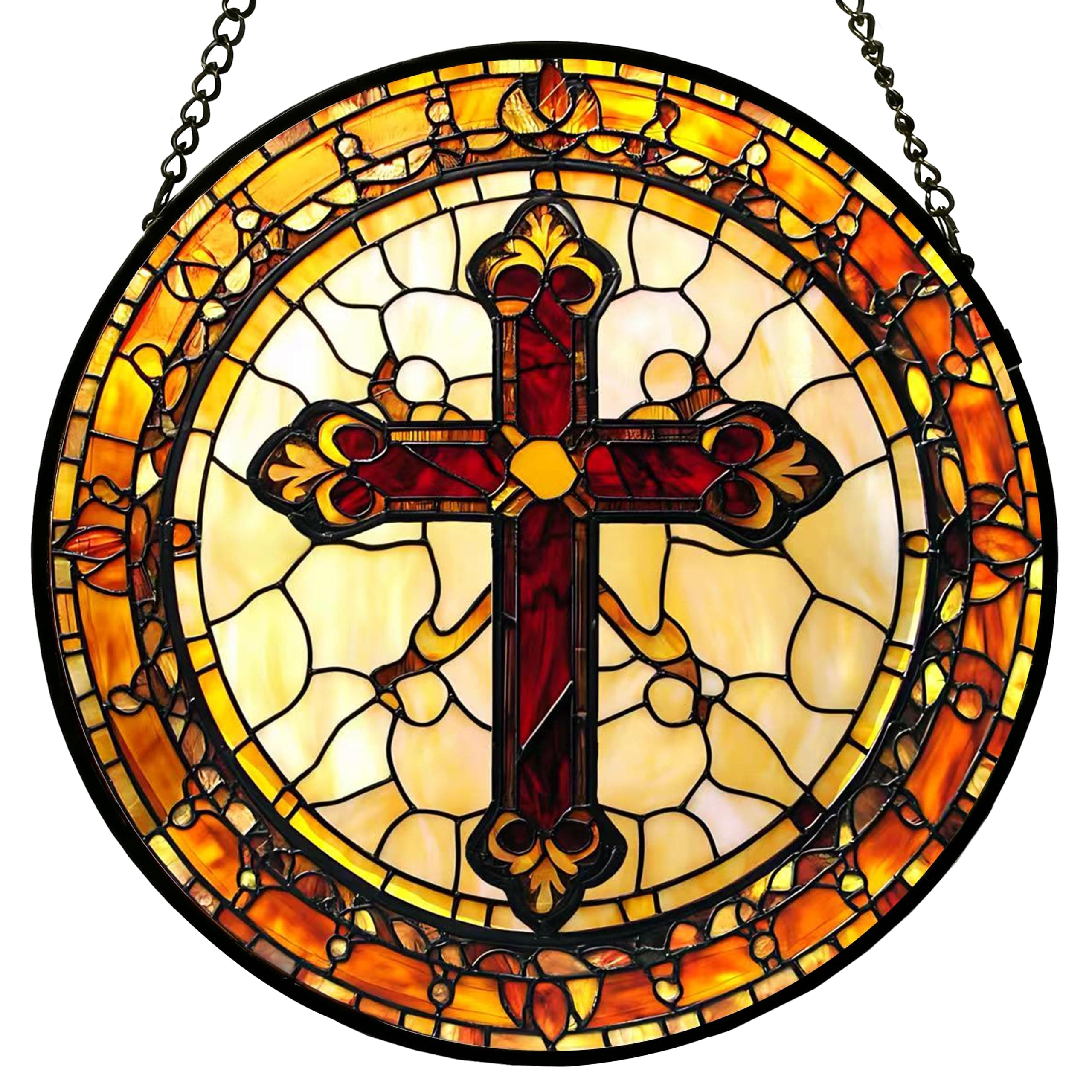 Vioyouns Cross Stained Window Hanging -Cross Suncatcher for Window Doors Home Decoration and Christmas, Mother's Day Father's Day Birthday Gifts for Women, Men, and Mom 12x12 in