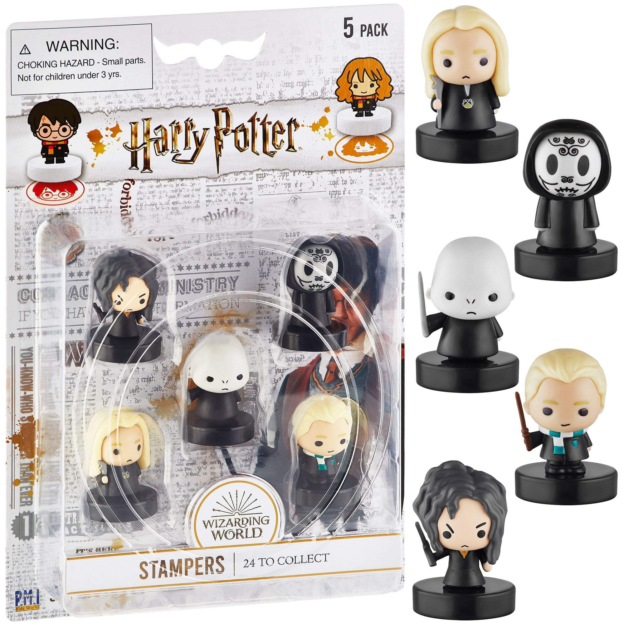 Self-Inking Harry Potter Stampers, Set of 5 – Harry Potter Gifts, Collectables, Party Decor, Cake Toppers – Death Eater, Voldemort, Lucius Malfoy and More by PMI, 2.5 in. Tall