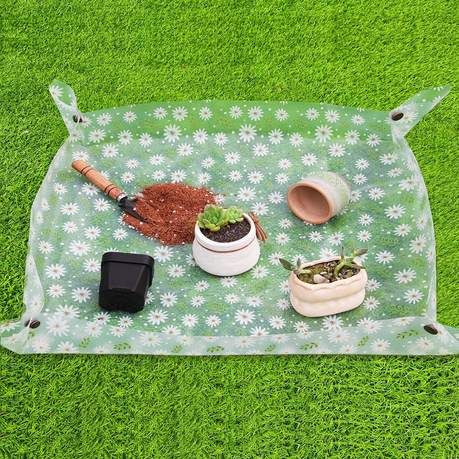 Repotting Mat for Indoor Plants Waterproof Clear Potting Mat Foldable Plant Potting Repotting Tray Portable Gardening Tray for Indoor Potting Soil, House Plants Orchid,Succulents 31.5 x 23.6