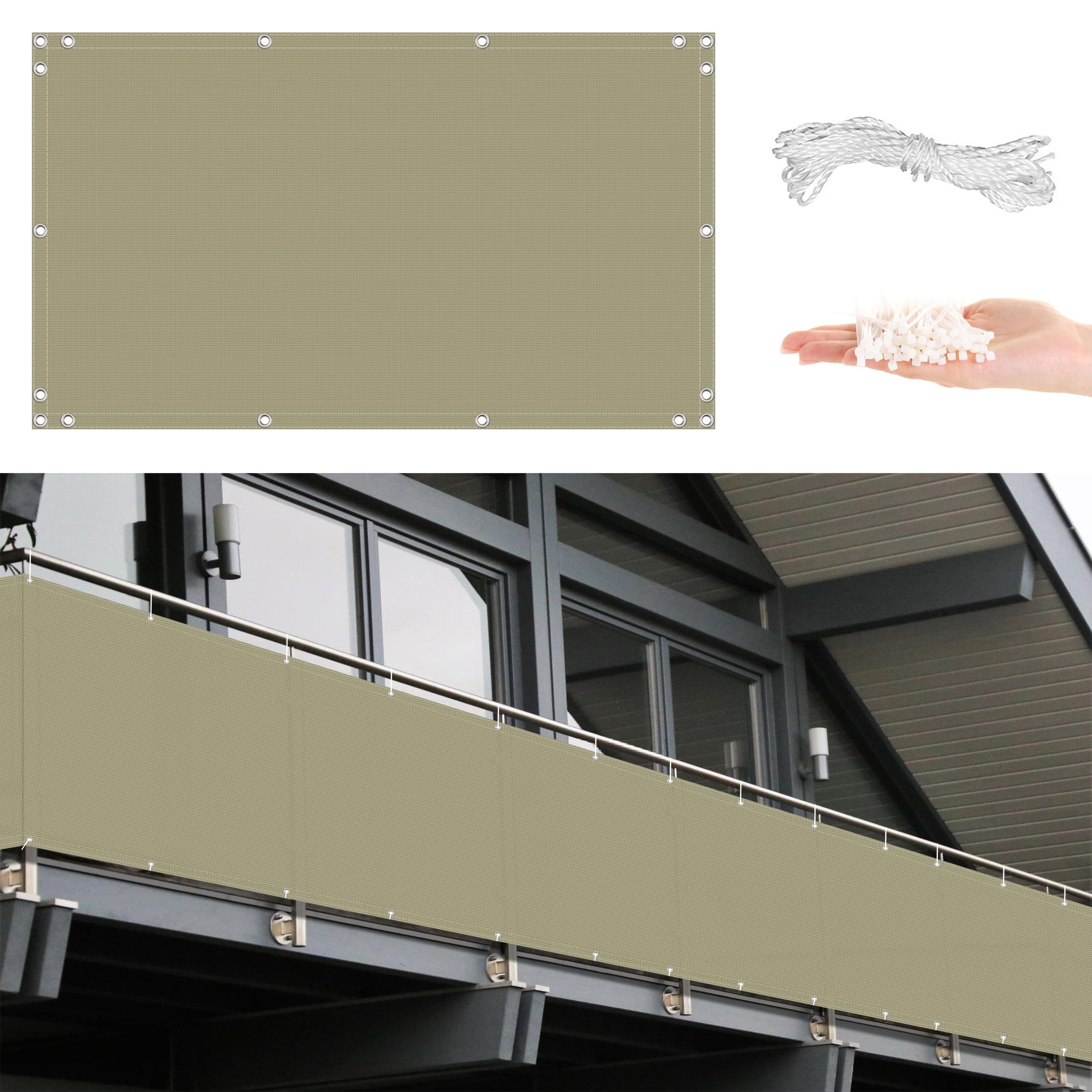 Khaki Privacy Screen Protector 2.5' x 3.3' Heavy Duty 165 GSM HDPE Patio Privacy Screen, with Grommets, for Apartments, Deck, Porch, Patio, Railing, Outdoor Pool