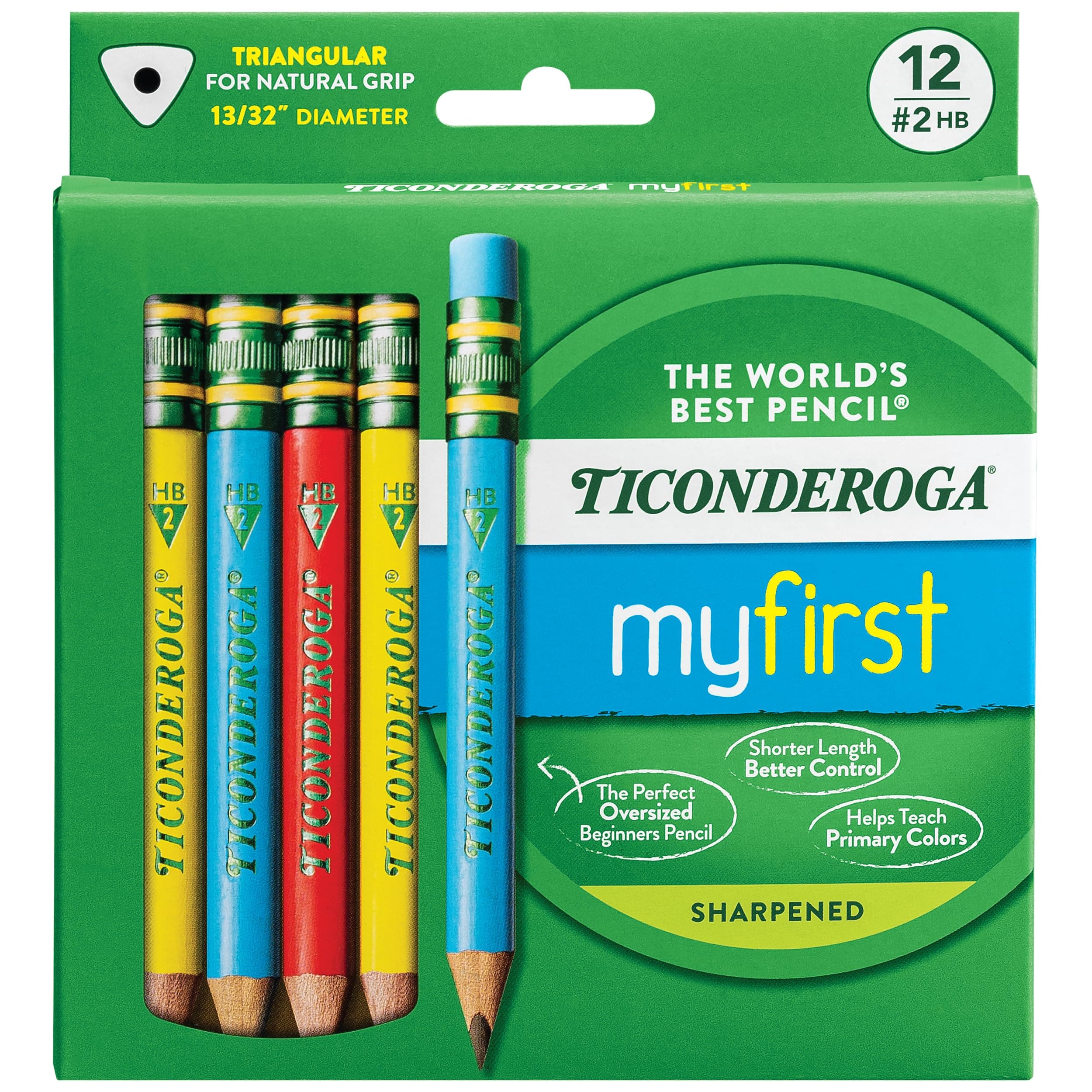 Ticonderoga My First Short Triangular Wood-Cased Pencils, #2 HB Soft
