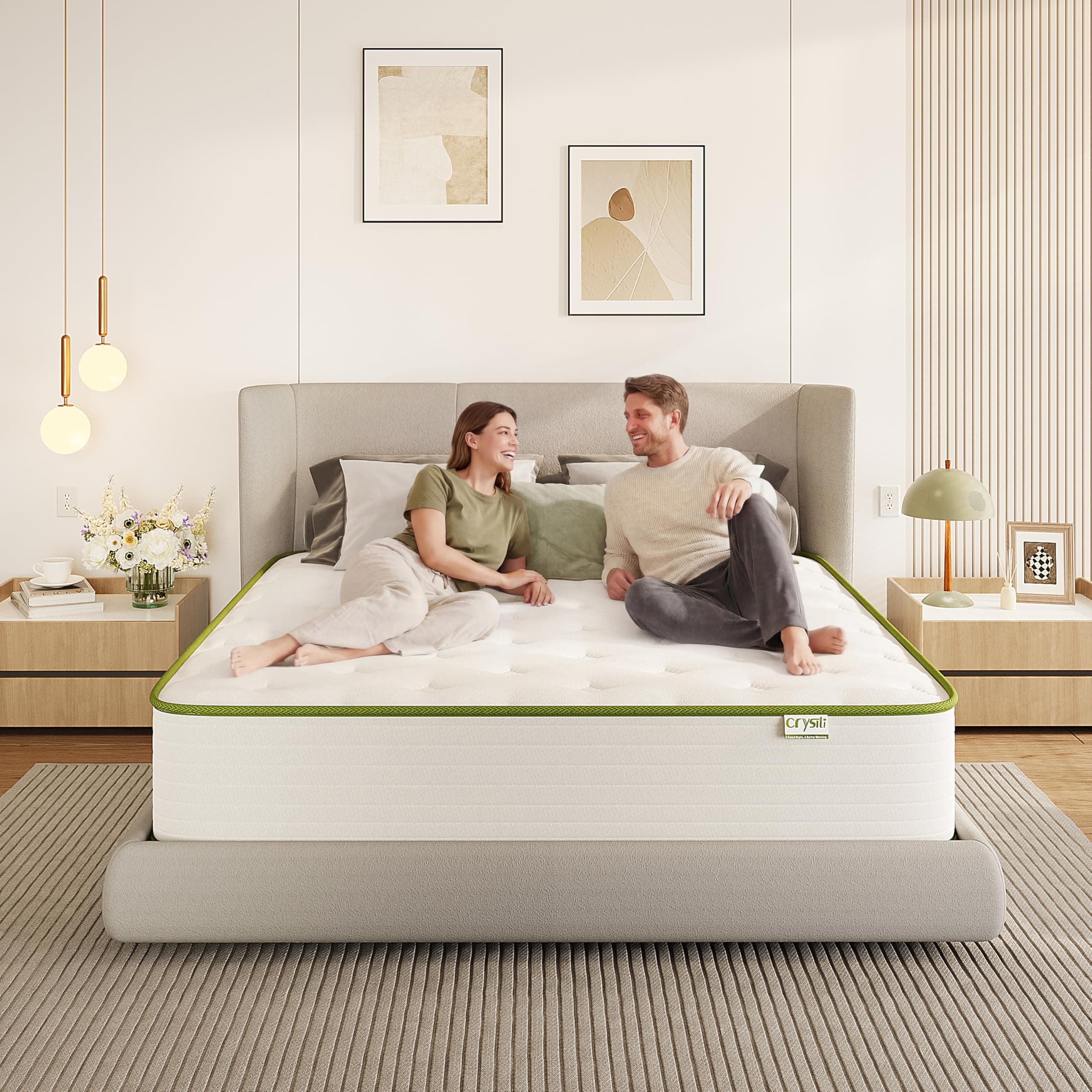 Crystli Mattress Medium Firm, Cool Tencel Cover, Bed in Box, King, 12 Inch
