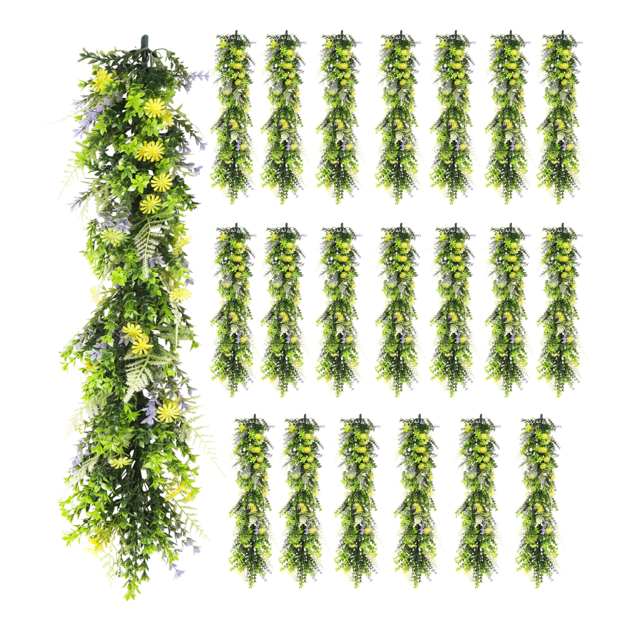 COARBOR 21 PCS Artificial Plant Vines Faux Plants Greenery Garland for Wedding Party Garden Home Kitchen Office Wall Decor Indoor Outdoor Decor, Green Yellow