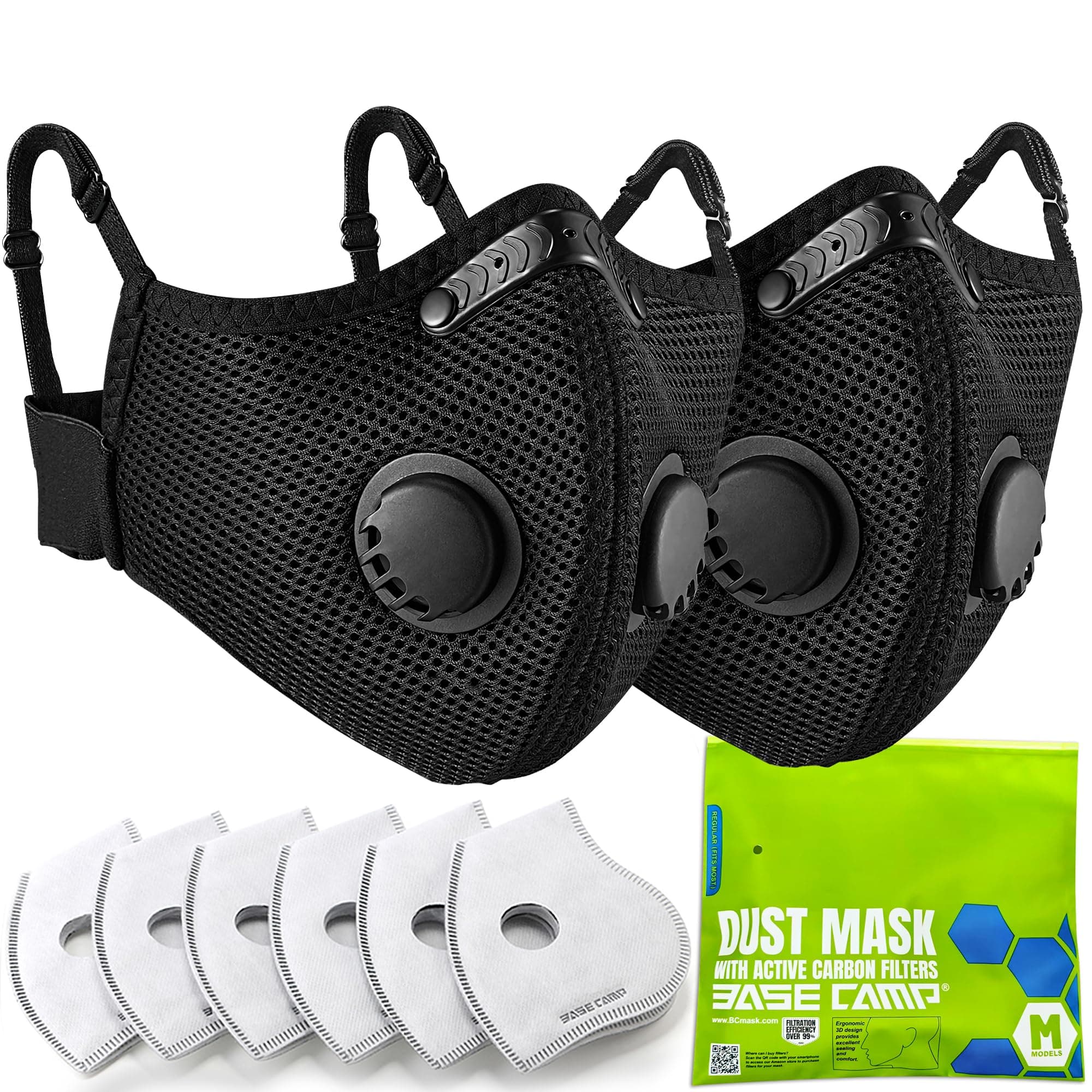 BASE CAMP Upgrade M Plus Dust Mask, Breathable Reusable Dust Face Mask with 6 Activated Carbon Filters for Woodworking Mowing (Modern2)