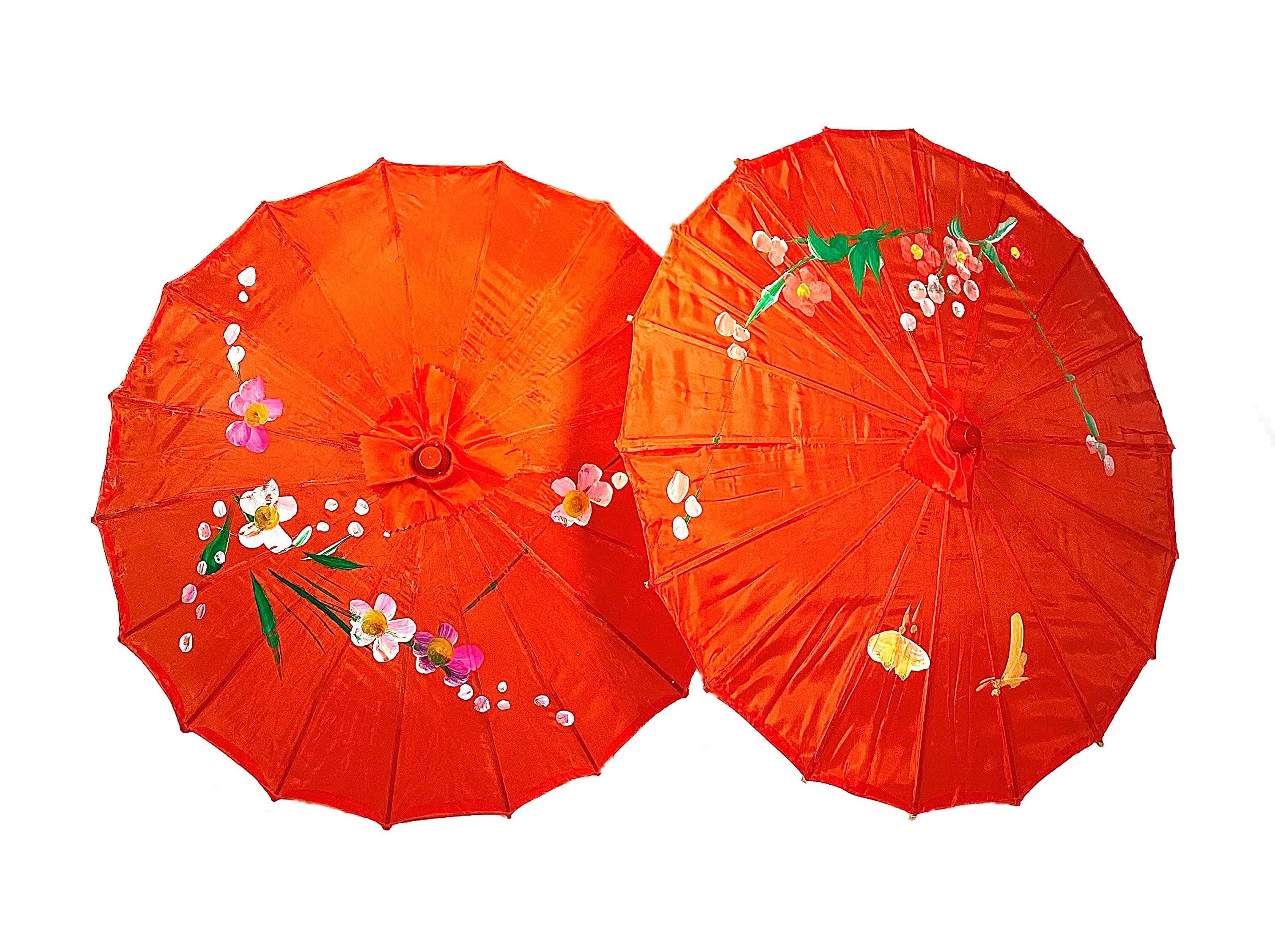 TJ Global PACK OF 2 Japanese Chinese Kids Size 22" Umbrella Parasol For Wedding Parties, Photography, Costumes, Cosplay, Decoration And Other Events - 2 Umbrellas (Red)